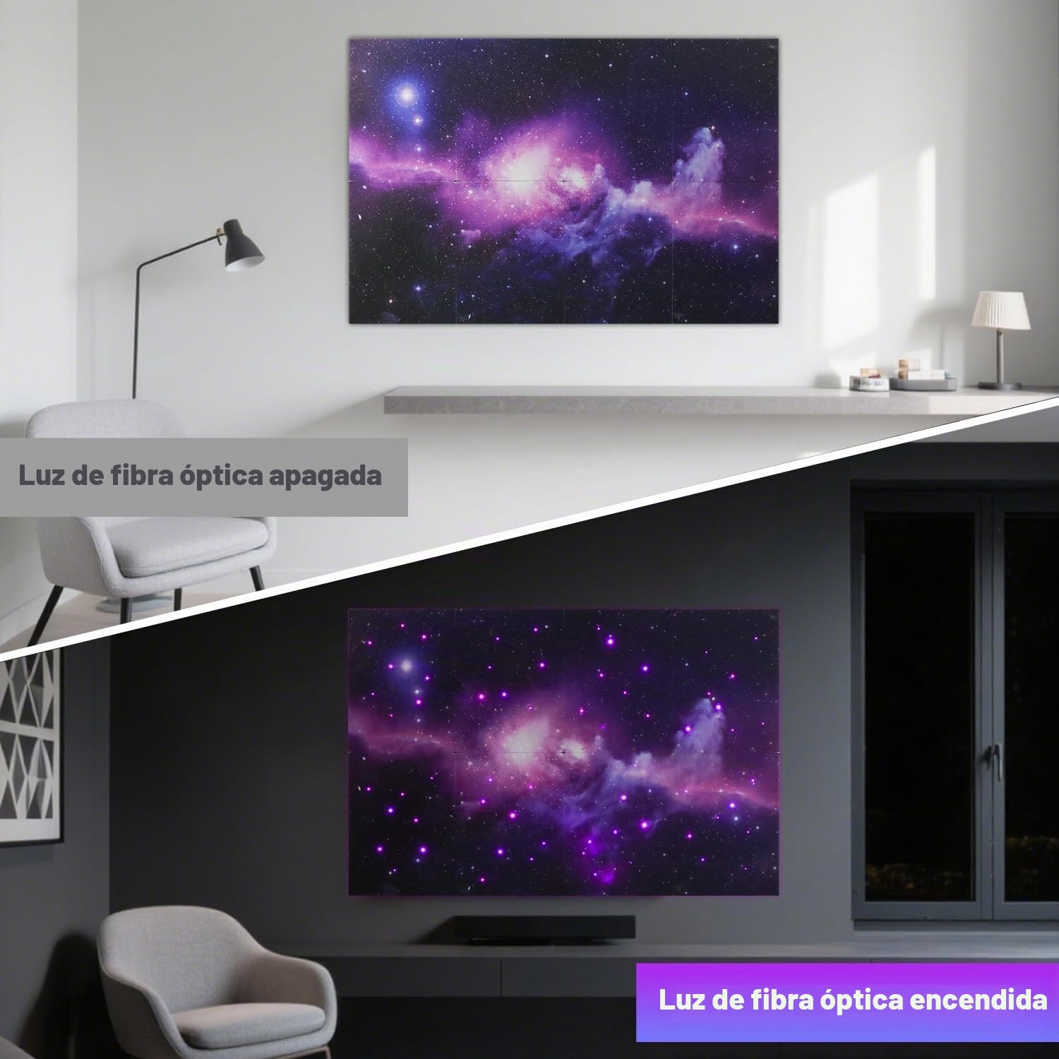 PANELES ACÚSTICOS BLUSUN CON ILUMINACIÓN DE FIBRA ÓPTICA 48' X 32' JUEGO DE 8 PIEZAS - 5