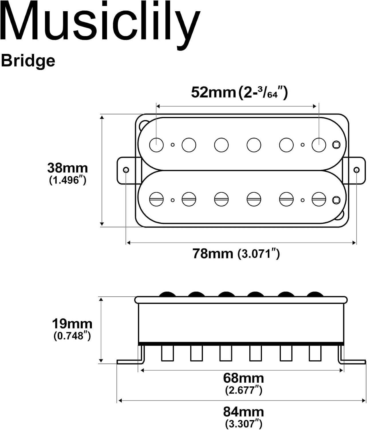 PASTILLA HUMBUCKER MUSICLILY PRO LP-OBLA ALNICO 5 DESCUBIERTA PUENTE NEGRO - 2
