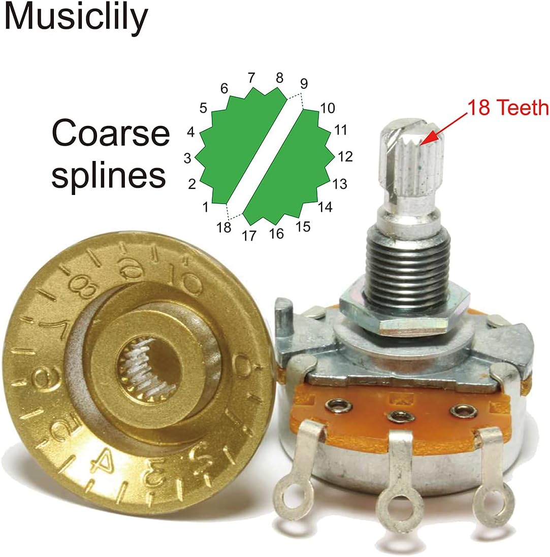 POTENCIÓMETRO MUSICLILY PRO HD B250K 250K 6.5MM EJE DIVIDIDO CORTO JUEGO DE 10 PIEZAS - 3
