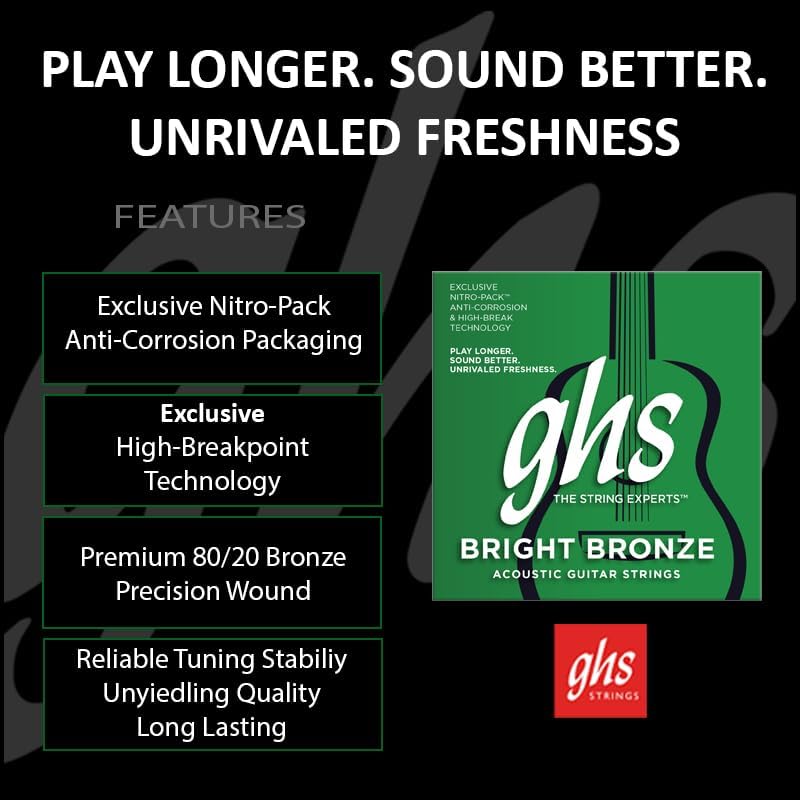 CUERDAS PARA GUITARRA ACÚSTICA GHS BRIGHT BRONZE 80/20 CALIBRE LIGERO 11-50 - 2