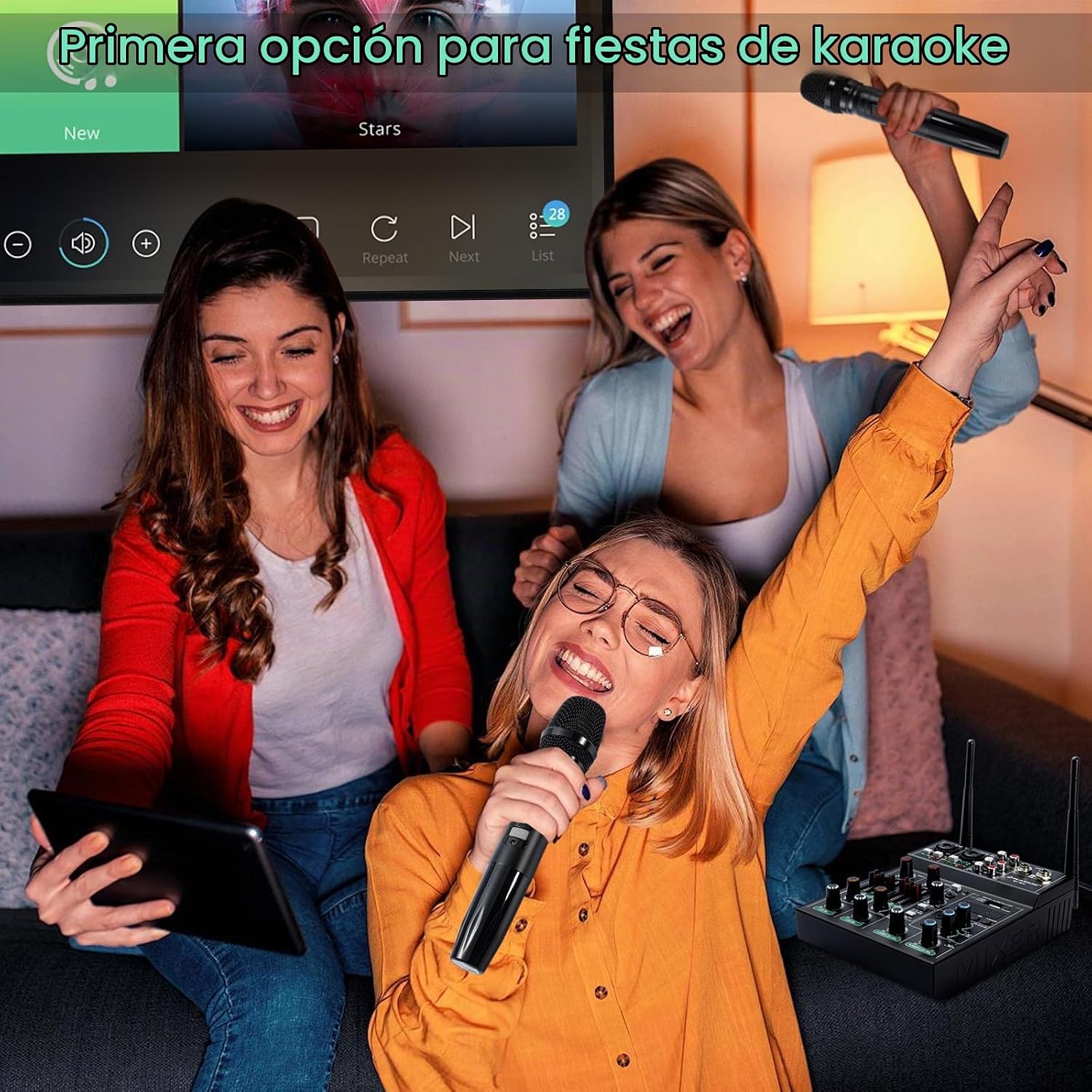 MEZCLADOR DE AUDIO 5 CANALES DEJASOUND PRO CON 2 MICRÓFONOS INALÁMBRICOS UHF - 3