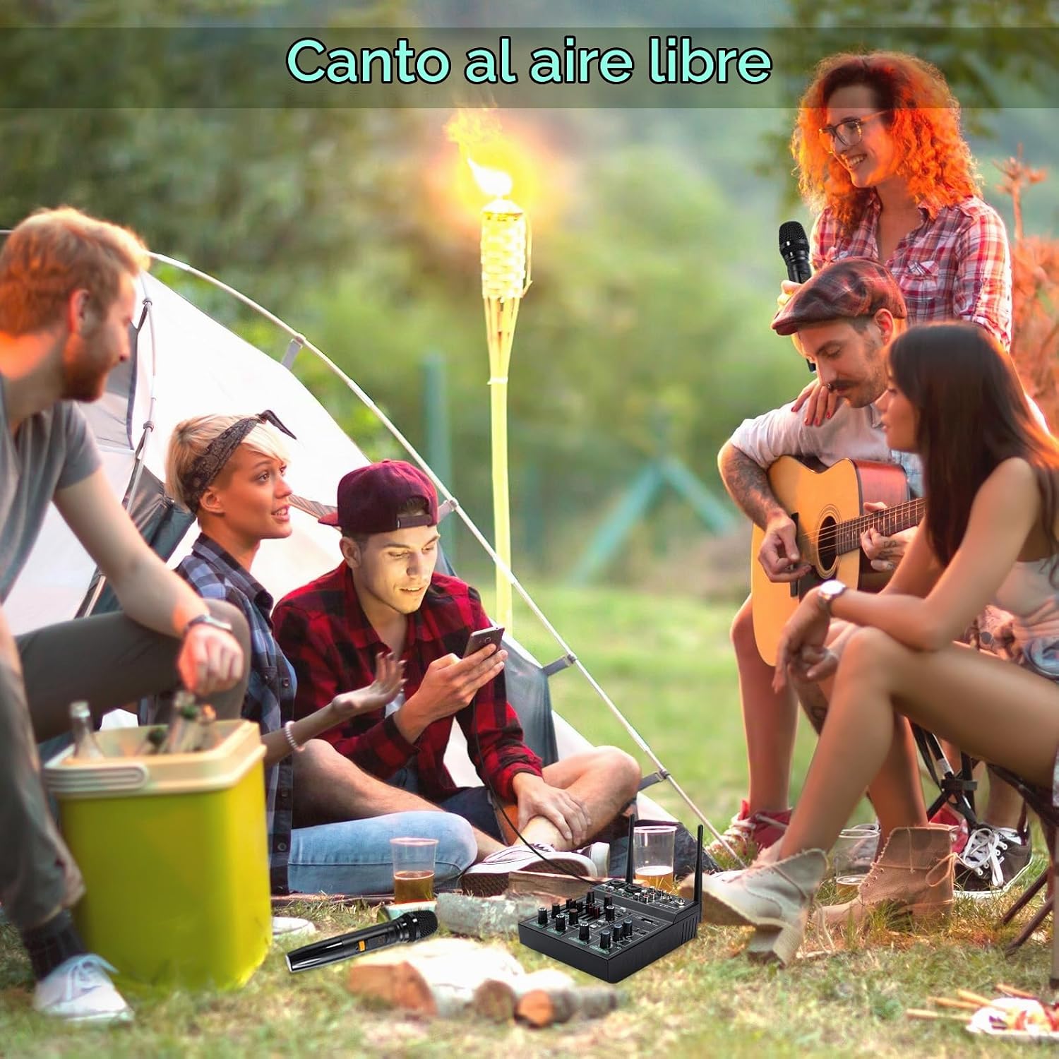 MEZCLADOR DE AUDIO 5 CANALES DEJASOUND PRO CON 2 MICRÓFONOS INALÁMBRICOS UHF - 5