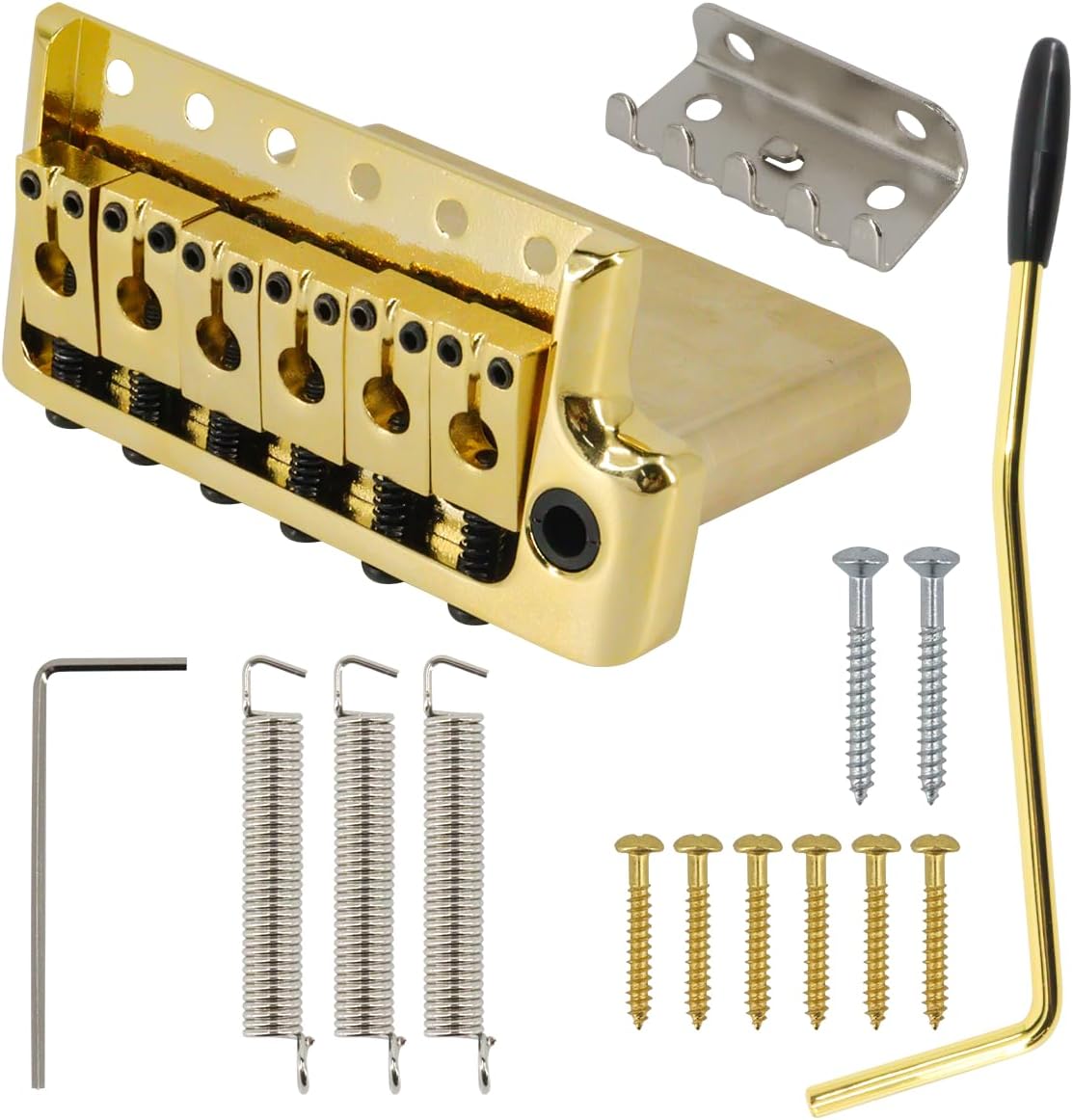 PUENTE TREMOLO PARA GUITARRA ELÉCTRICA ESTILO PRS 52.5MM LATÓN MACIZO 6 TORNILLOS DORADO - 1