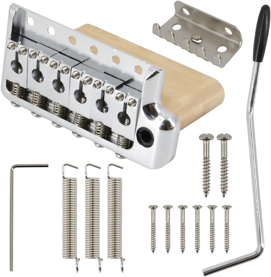 PUENTE TREMOLO PARA GUITARRA ELÉCTRICA ESTILO PRS 52.5MM LATÓN MACIZO 6 TORNILLOS PLATEADO - 1