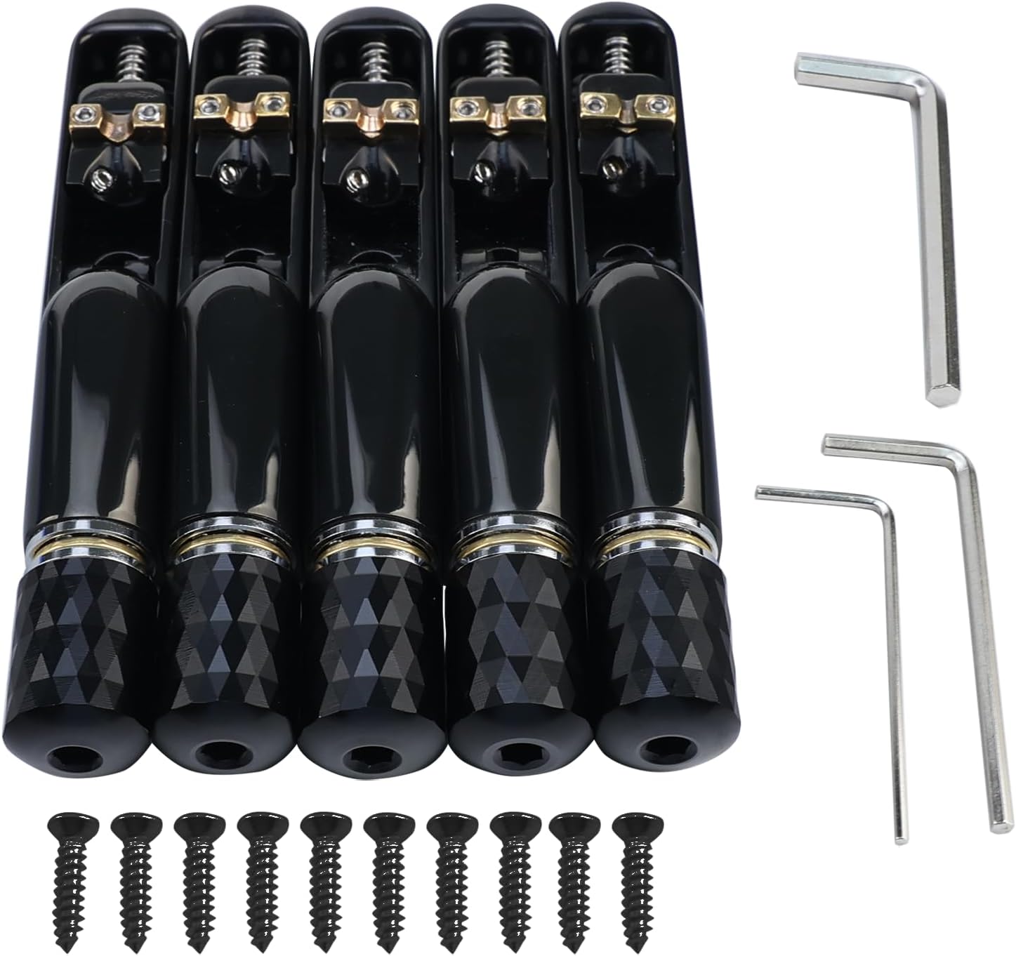 PACK DE 5 PUENTES INDIVIDUALES PARA BAJO ELÉCTRICO HEADLESS DE 5 CUERDAS OVSAL NEGRO CONDUCTOR - 1