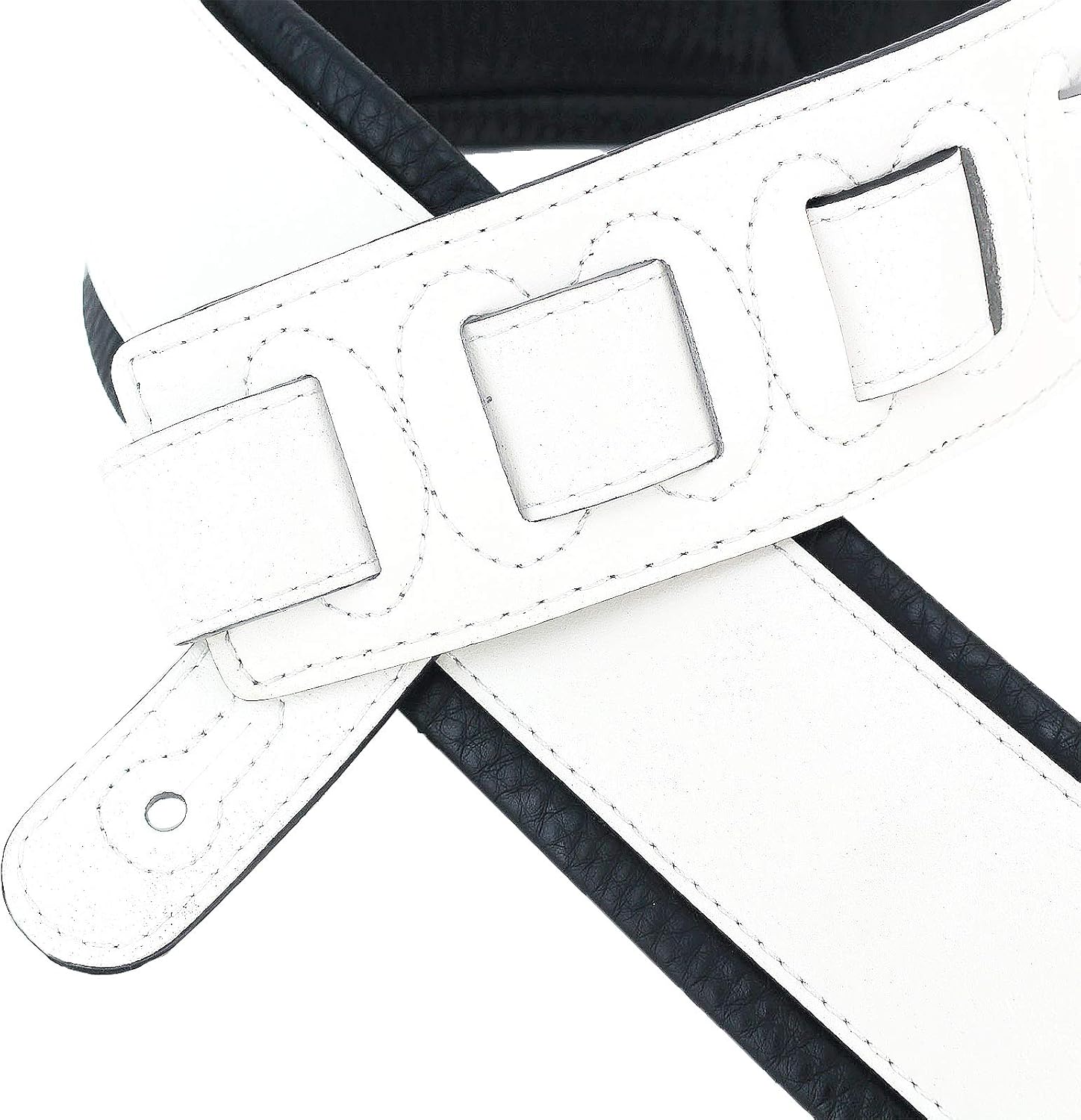 CORREA PARA GUITARRA WALKER Y WILLIAMS G-08 BLANCA ACOLCHADA CON RESPALDO DE CUERO - 3