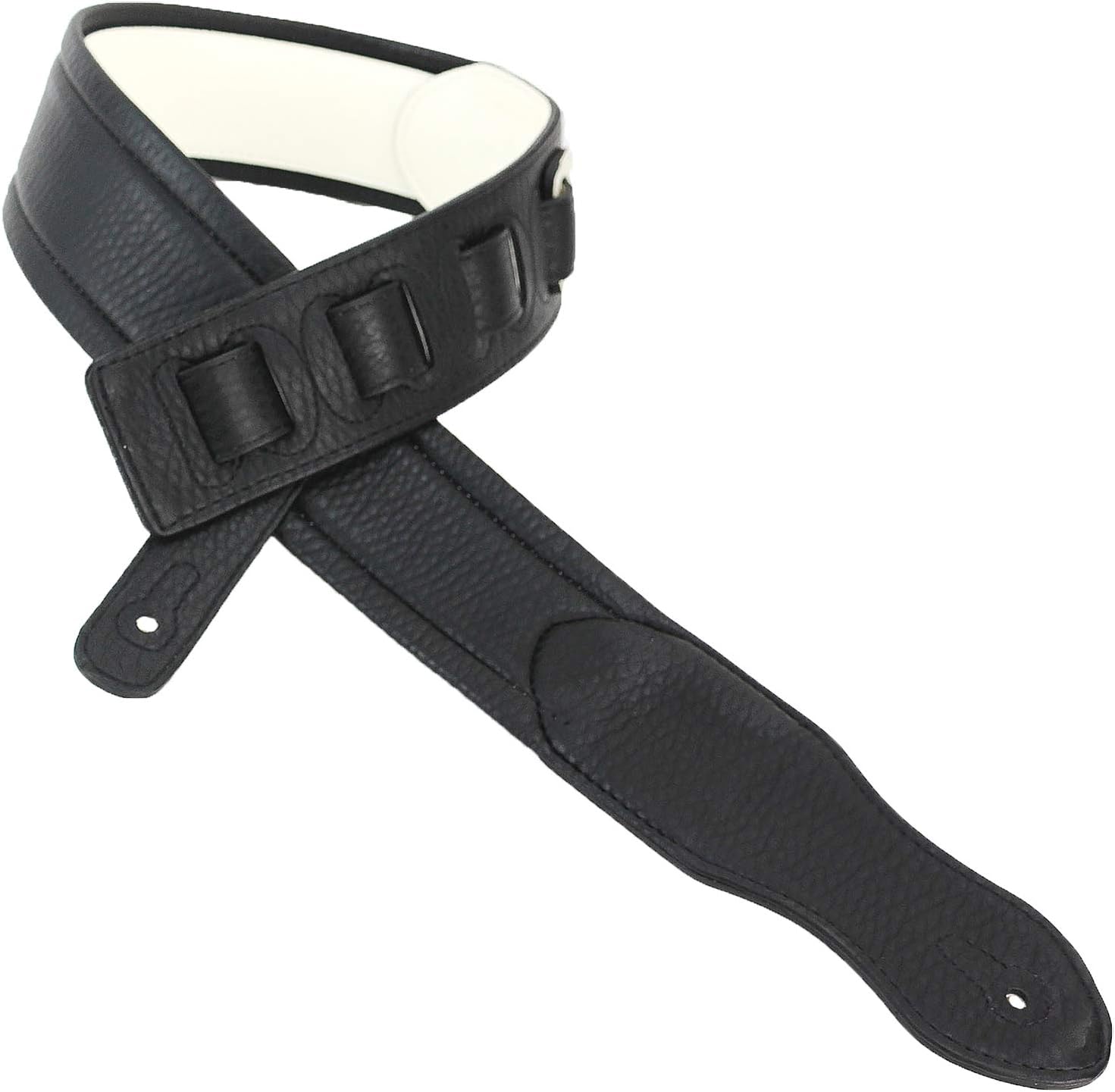CORREA PARA GUITARRA WALKER Y WILLIAMS G-08 BLANCA ACOLCHADA CON RESPALDO DE CUERO - 5