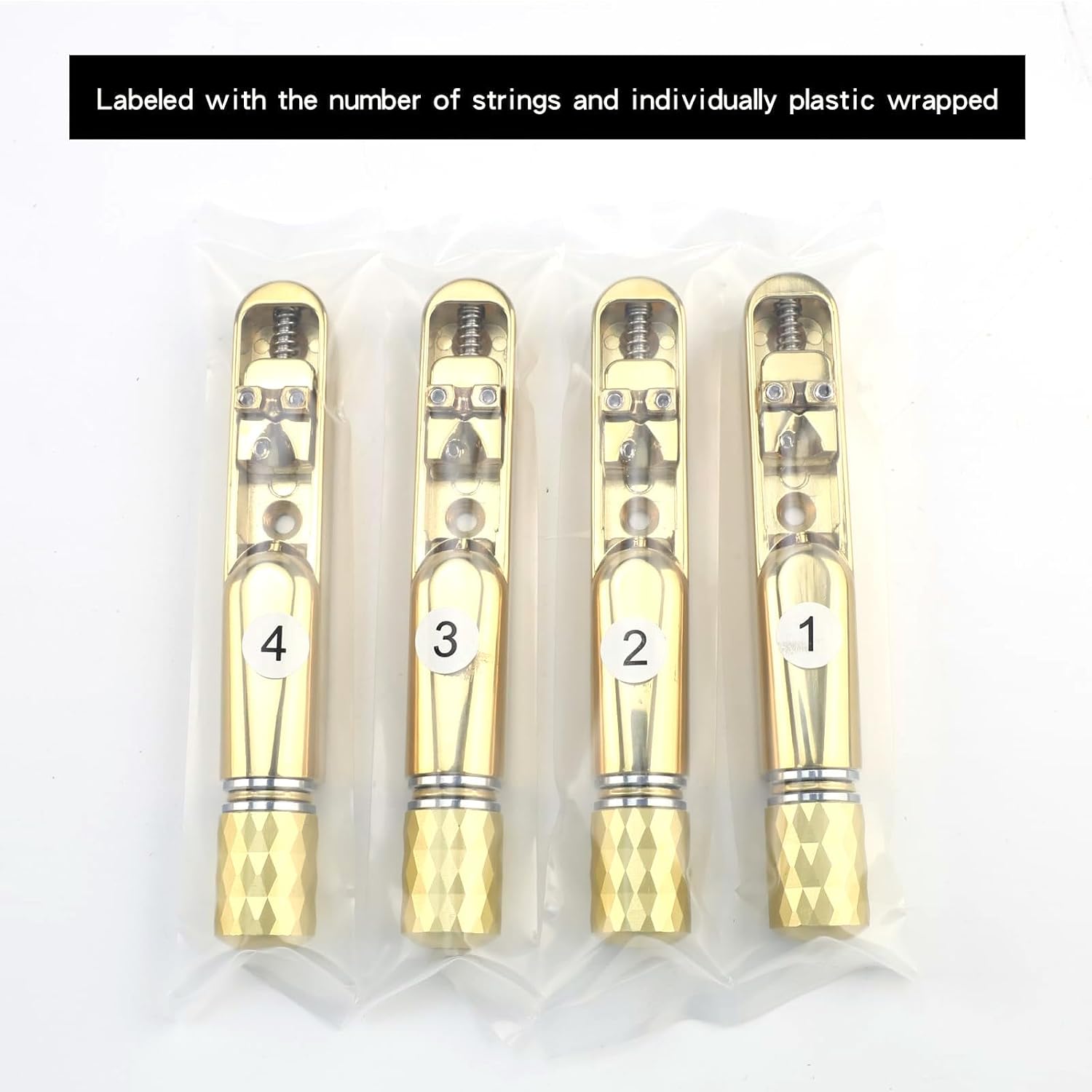 PUENTE PARA BAJO ELÉCTRICO SIN CLAVIJERO DE 4 CUERDAS OVSAL DORADO - 5