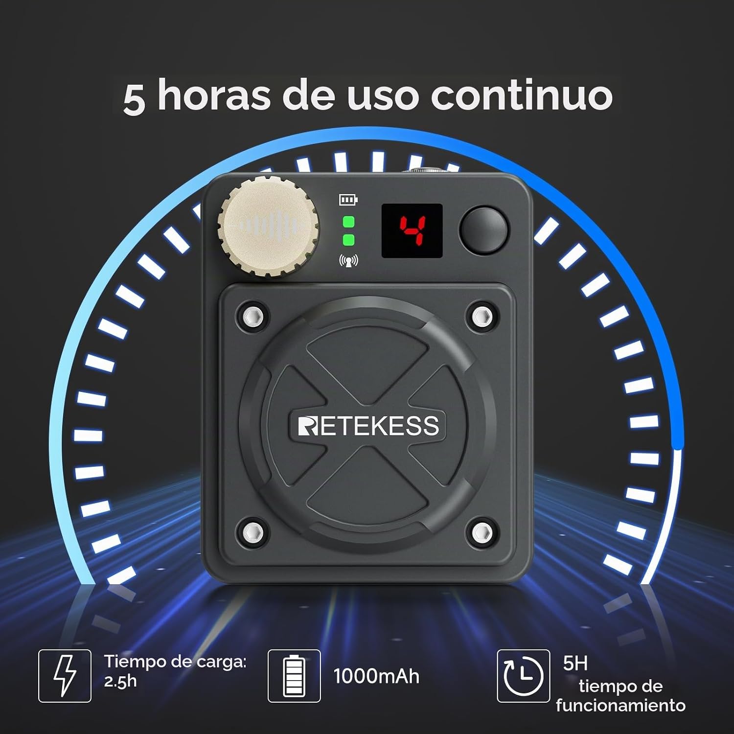 SISTEMA INALÁMBRICO DE MONITOREO IN-EAR RETEKESS TA101 RECEPTOR ESTÉREO - 5