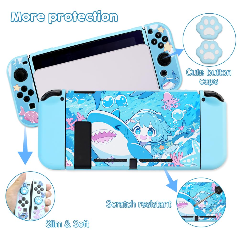 FUNDA DE TRANSPORTE PERFECTSIGHT PARA NINTENDO SWITCH 6.2 PULGADAS CON ACCESORIOS 10 EN 1 TIBURÓN AZUL - 4