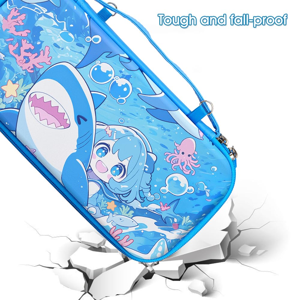 FUNDA DE TRANSPORTE PERFECTSIGHT PARA NINTENDO SWITCH 6.2 PULGADAS CON ACCESORIOS 10 EN 1 TIBURÓN AZUL - 5