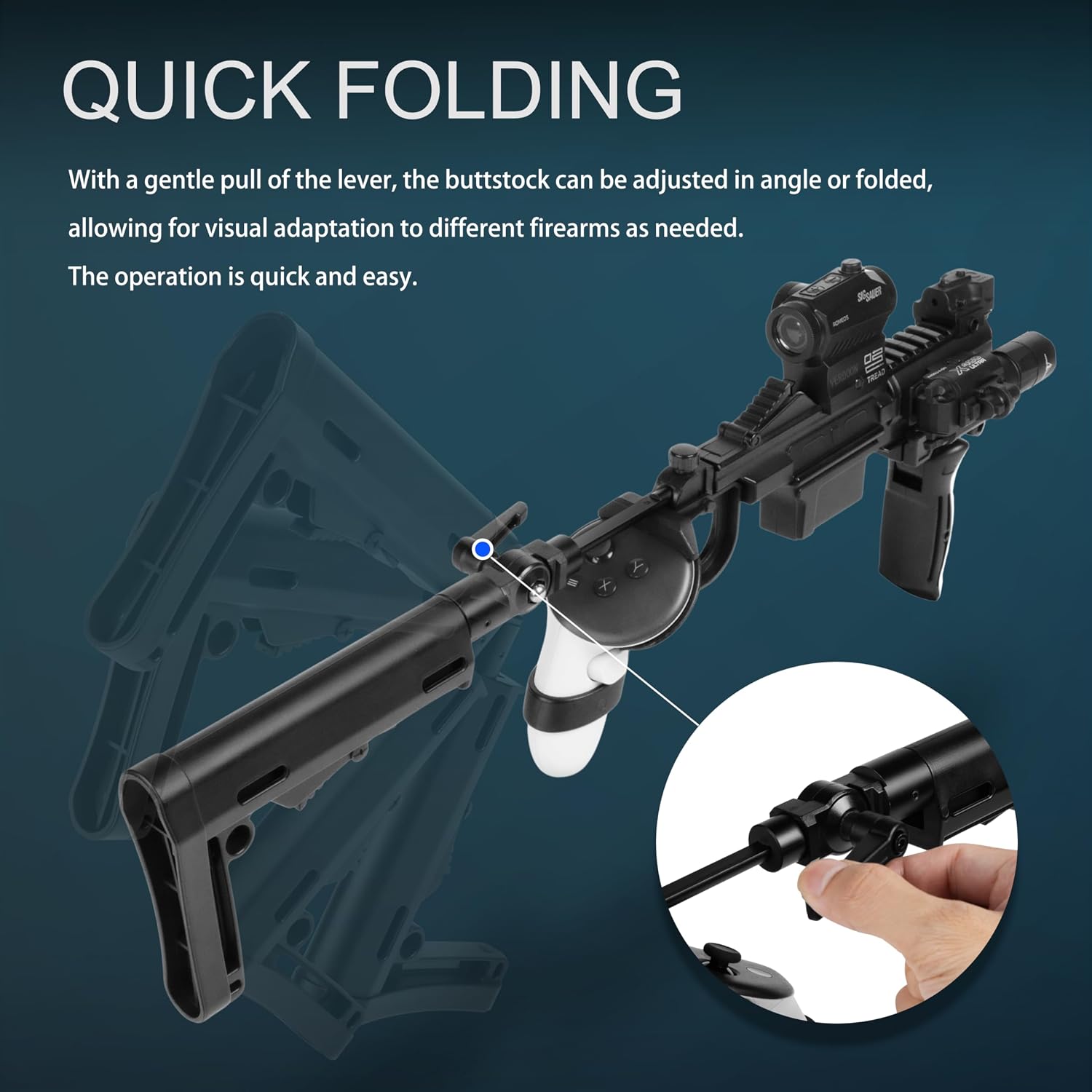 SOPORTE DE ARMA VR VERDOON PARA QUEST 3 Y QUEST 3S, DISEÑO AJUSTABLE Y PLEGABLE, MANO IZQUIERDA - 2