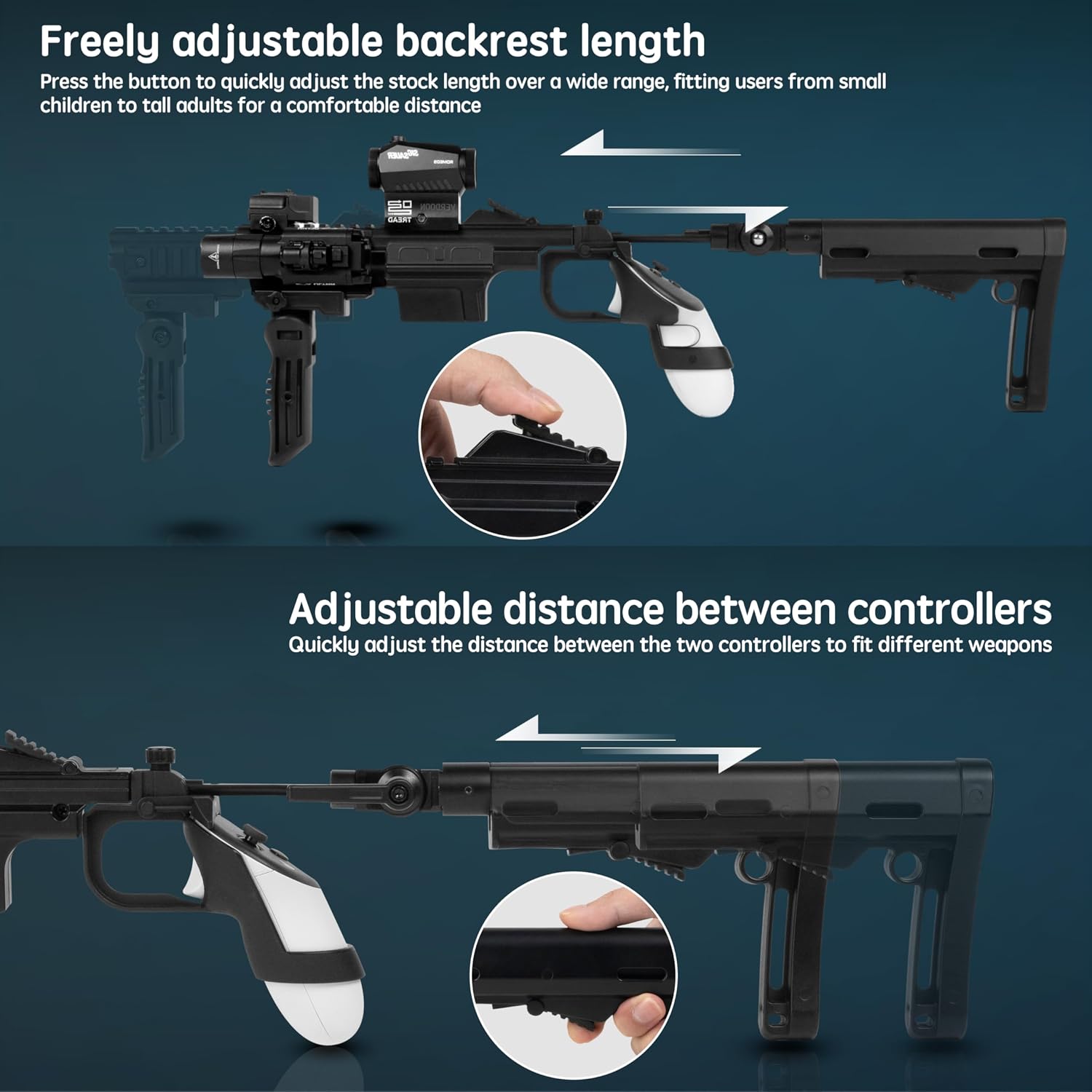 SOPORTE DE ARMA VR VERDOON PARA QUEST 3 Y QUEST 3S, DISEÑO AJUSTABLE Y PLEGABLE, MANO IZQUIERDA - 4