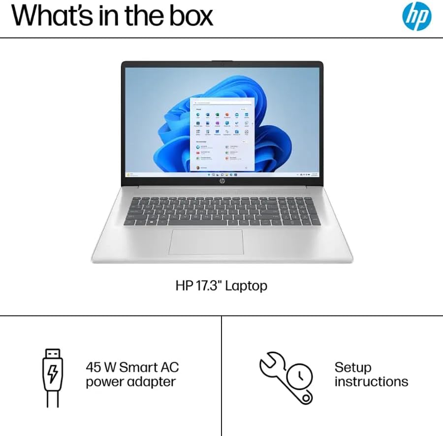 LAPTOP HP 17.3 PULGADAS FHD AMD RYZEN 5 7430U 64GB RAM 2TB SSD WINDOWS 11 PRO - 4
