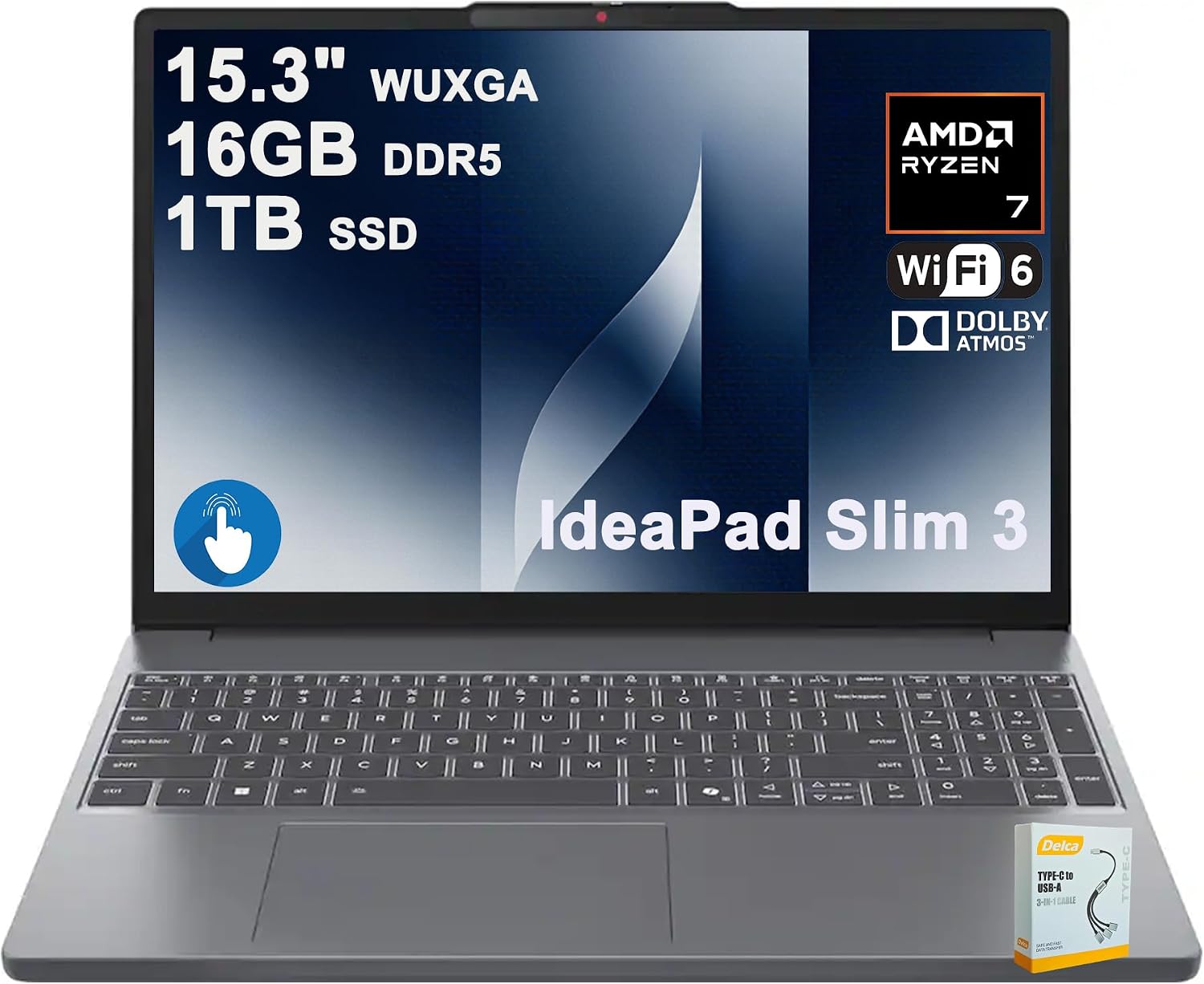 LAPTOP LENOVO IDEAPAD SLIM 3 15.3' AMD RYZEN 7 16GB DDR5 1TB SSD - 1