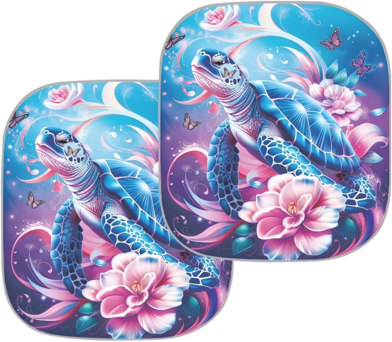 PARASOL PARA PARABRISAS DE AUTO 2 PIEZAS DISEÑO TORTUGA MARINA - 3