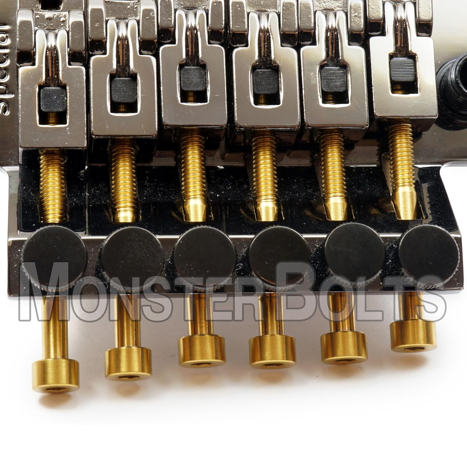 TORNILLOS DE BLOQUEO DE CUERDA MONSTER BOLTS TITANIO ANODIZADO DORADO PARA FLOYD ROSE IBANEZ EDGE 7 CUERDAS - 2