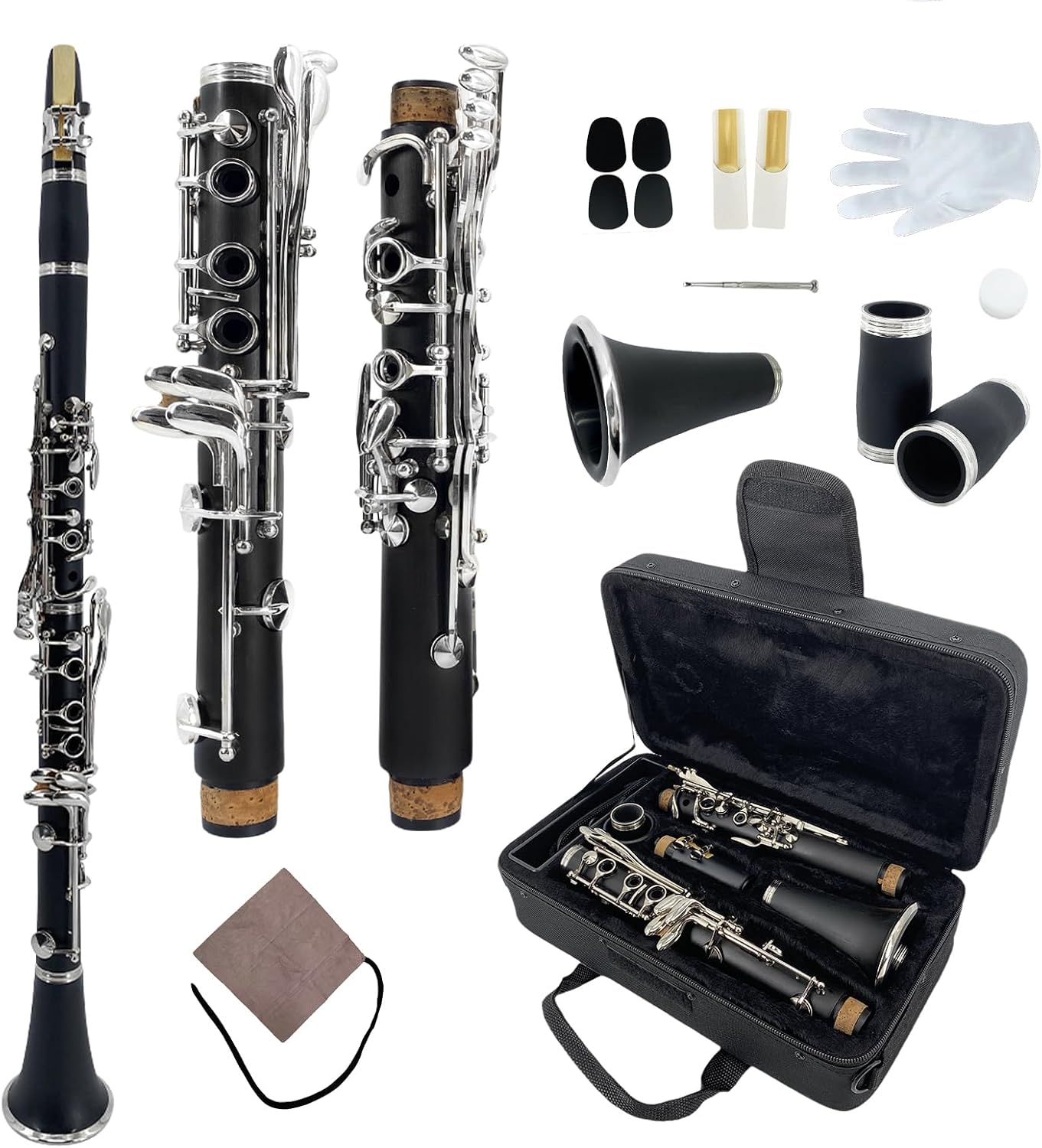 CLARINETE A YOUNGMONIC CUERPO ÉBANO ACABADO NEGRO CON LLAVES NIQUELADAS - 1