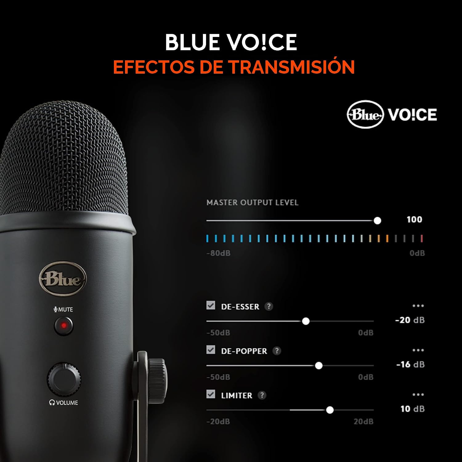 MICRÓFONO LOGITECH BLUE YETI USB CONDENSER BLACKOUT - 3