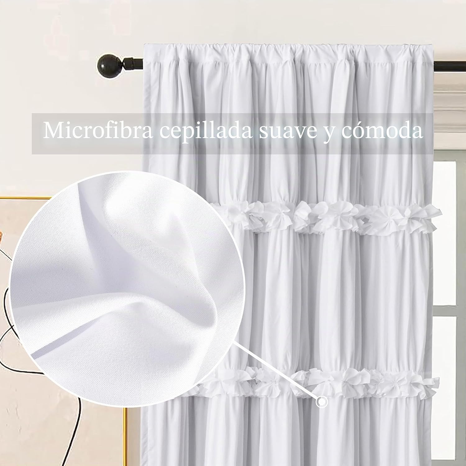CORTINA DE TELA HOMECHOICE DECOR BLACKOUT BLANCO 52' X 96' 2 PANELES - 3