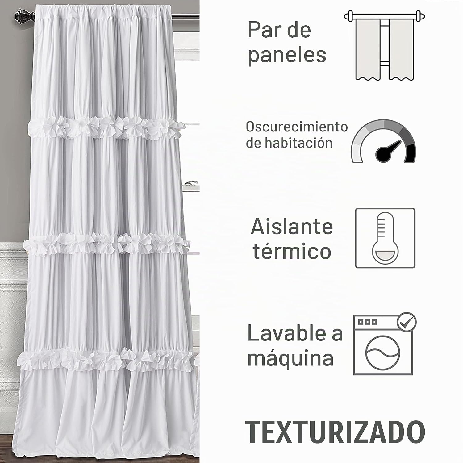 CORTINA DE TELA HOMECHOICE DECOR BLACKOUT BLANCO 52' X 96' 2 PANELES - 4