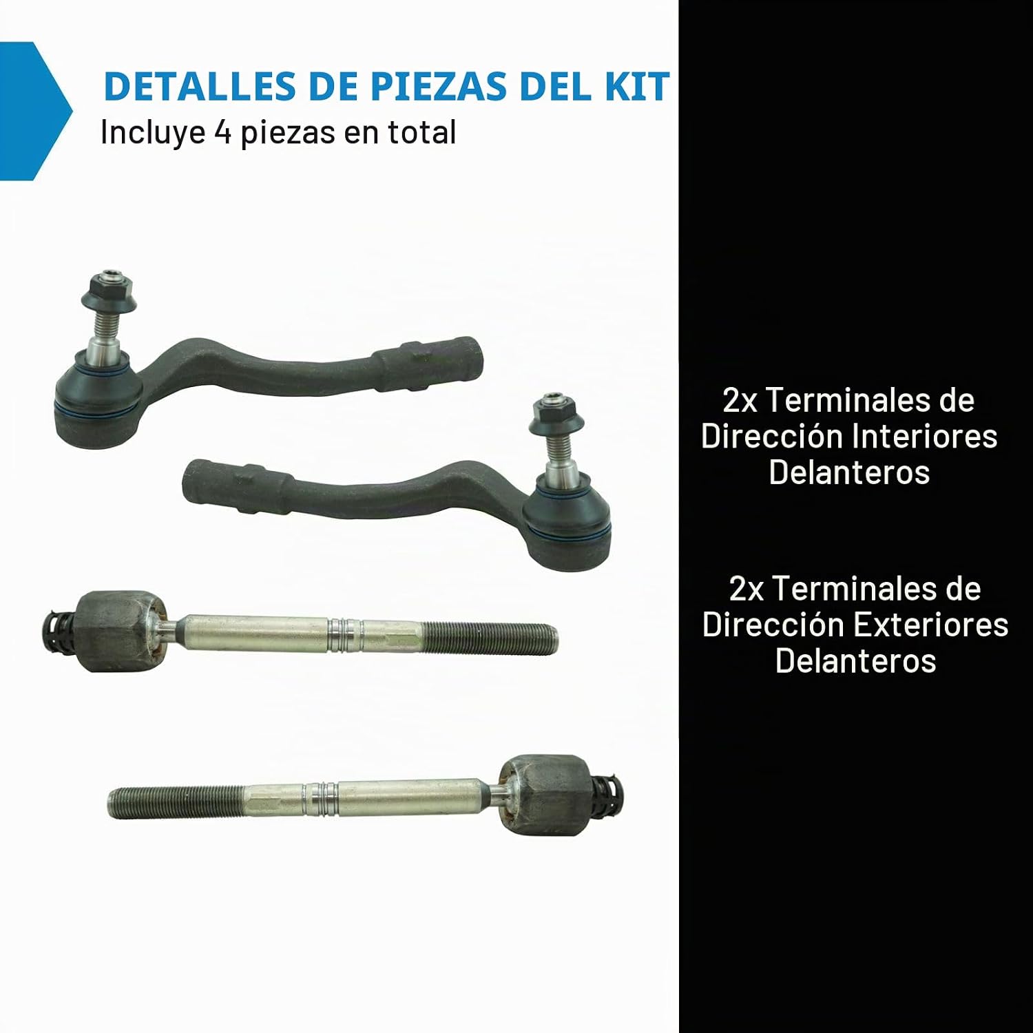 JUEGO DE BARRAS DE DIRECCIÓN TRQ DELANTERAS INTERNAS Y EXTERNAS 4 PIEZAS - 2