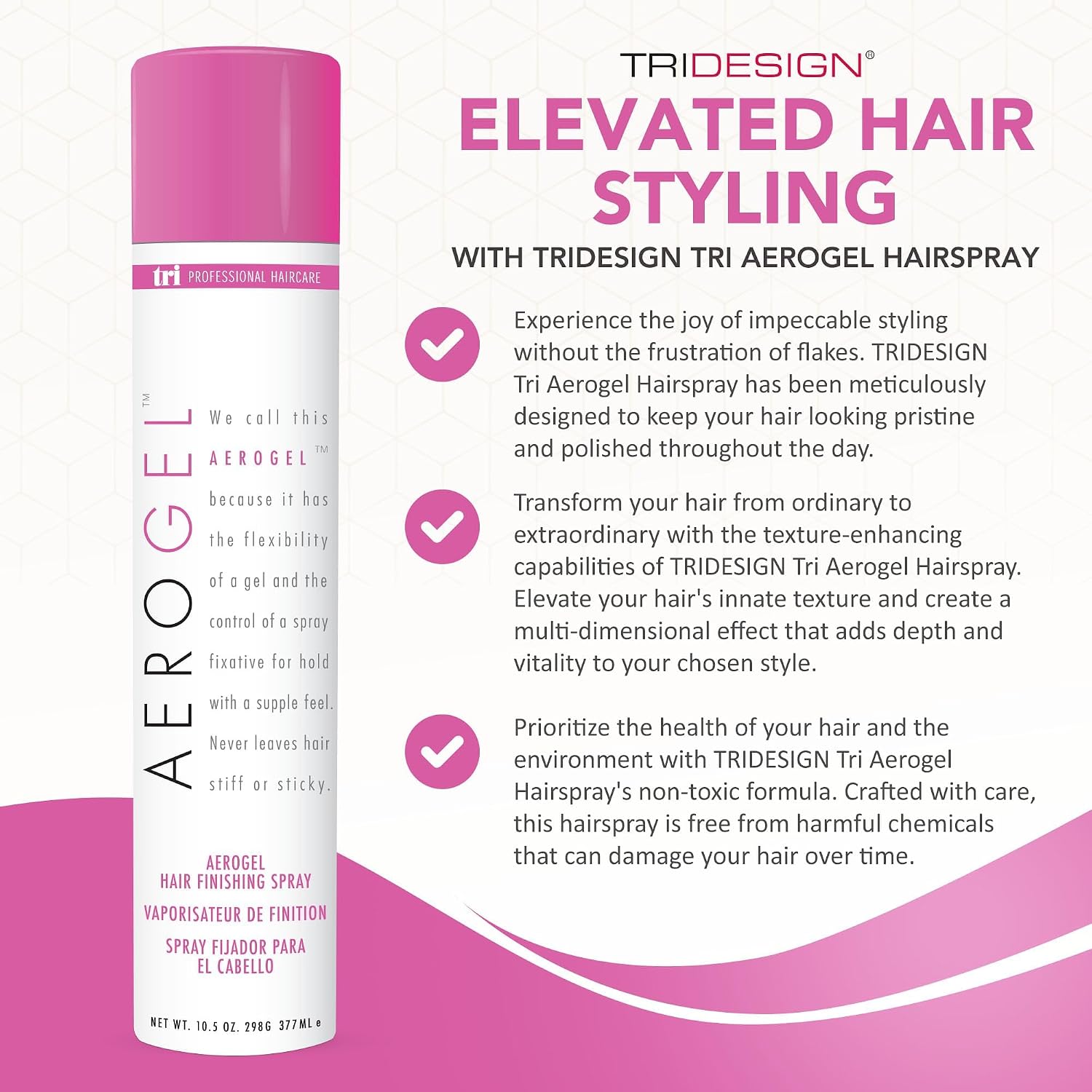 SPRAY FIJADOR TRI DESIGN AEROGEL STRONG HOLD VOLUMIZING 10.5 OZ PACK X4 - 2