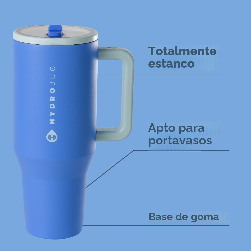 VASO TUMBLER HYDROJUG TRAVELER 40OZ CON AISLAMIENTO, ASA Y POPOTE RIPTIDE - 2