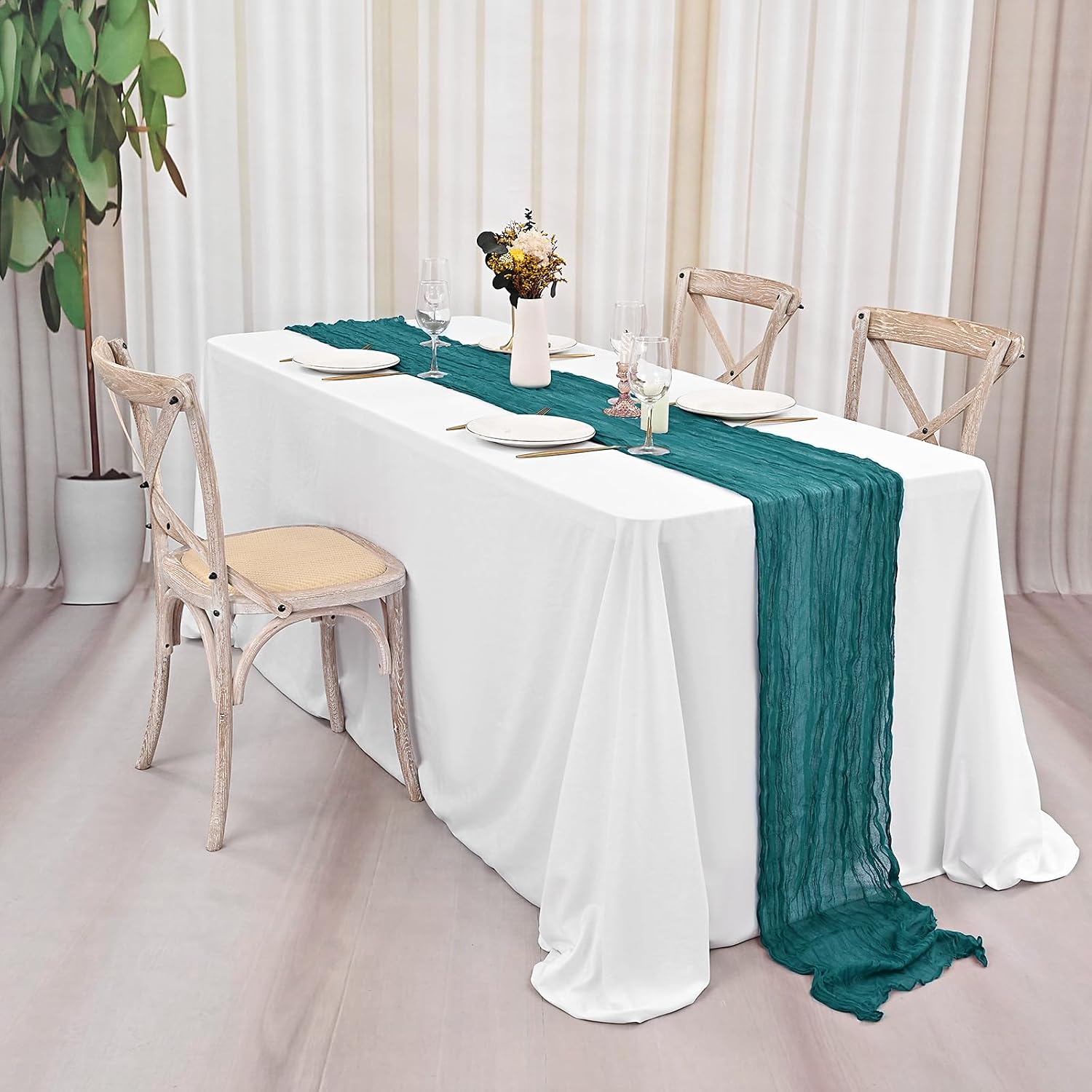 CAMINO DE MESA CHEESECLOTH TURQUESA 20 PIEZAS 120 PULGADAS - 3