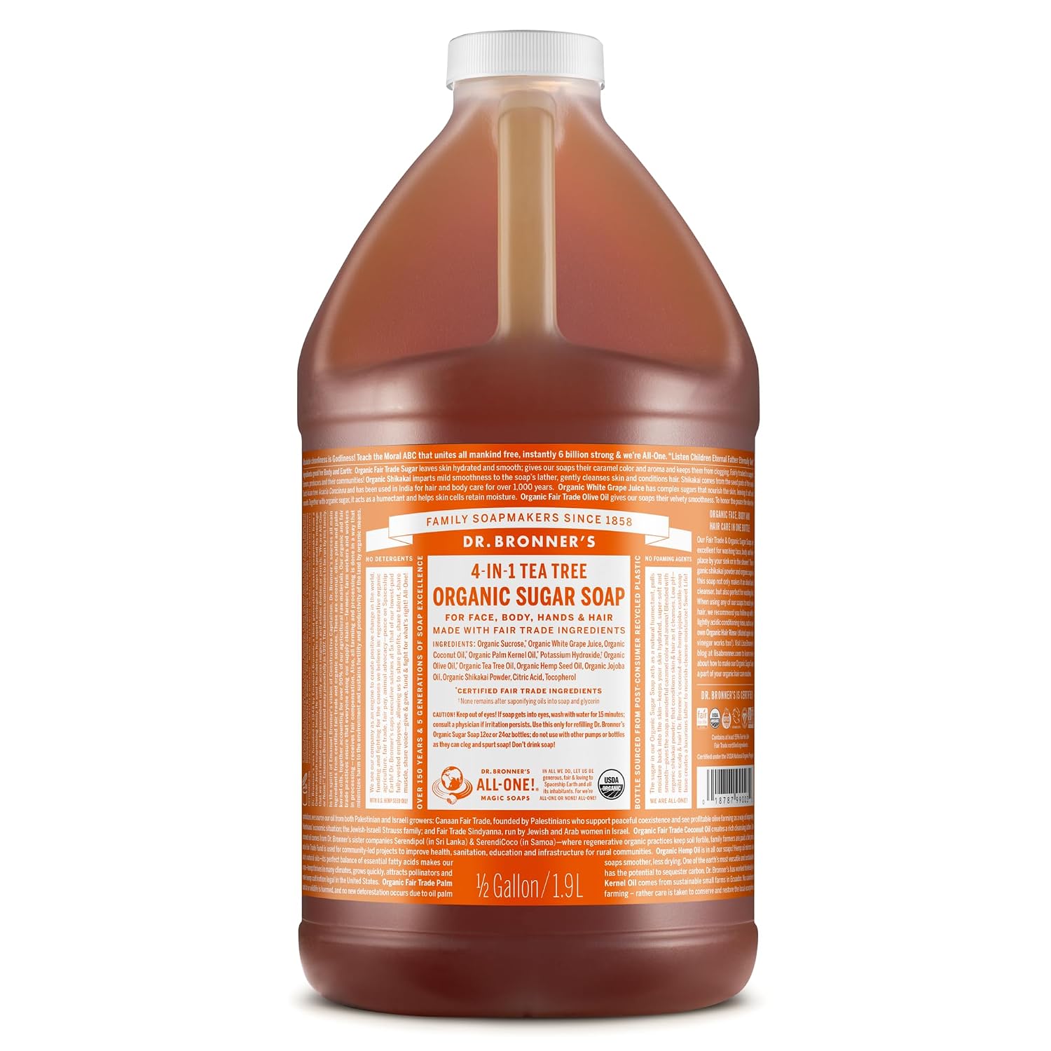 JABÓN LÍQUIDO DR. BRONNER'S ORGANIC SUGAR SOAP ÁRBOL DE TÉ 64 OZ - 1