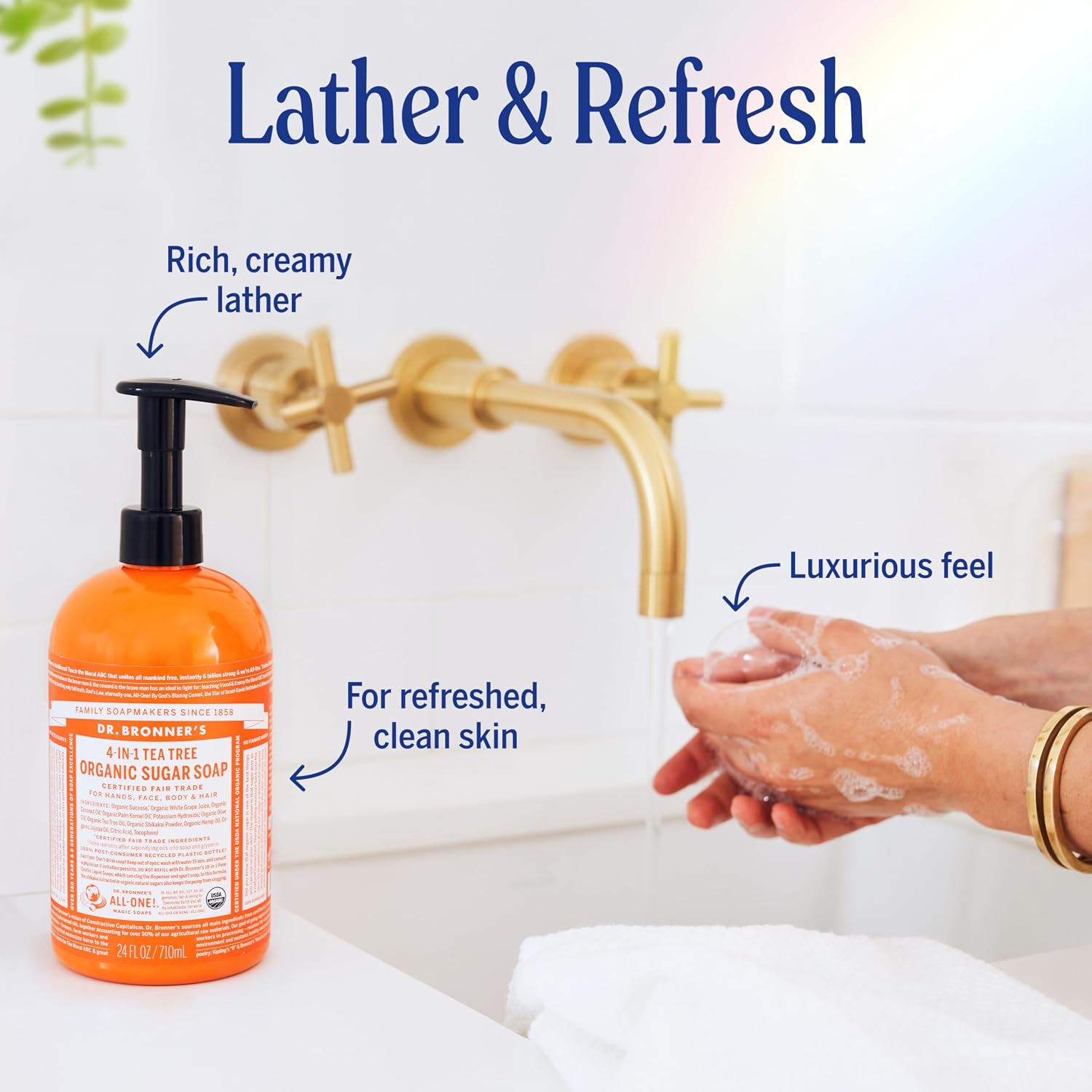 JABÓN LÍQUIDO DR. BRONNER'S ORGANIC SUGAR SOAP ÁRBOL DE TÉ 64 OZ - 5