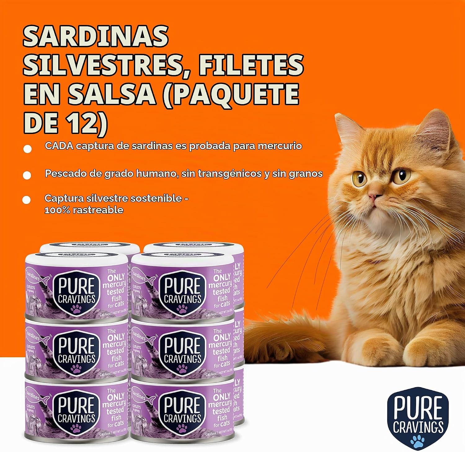 ALIMENTO HÚMEDO PARA GATOS PURE CRAVINGS SARDINAS EN SALSA, PACK DE 12 LATAS - 2