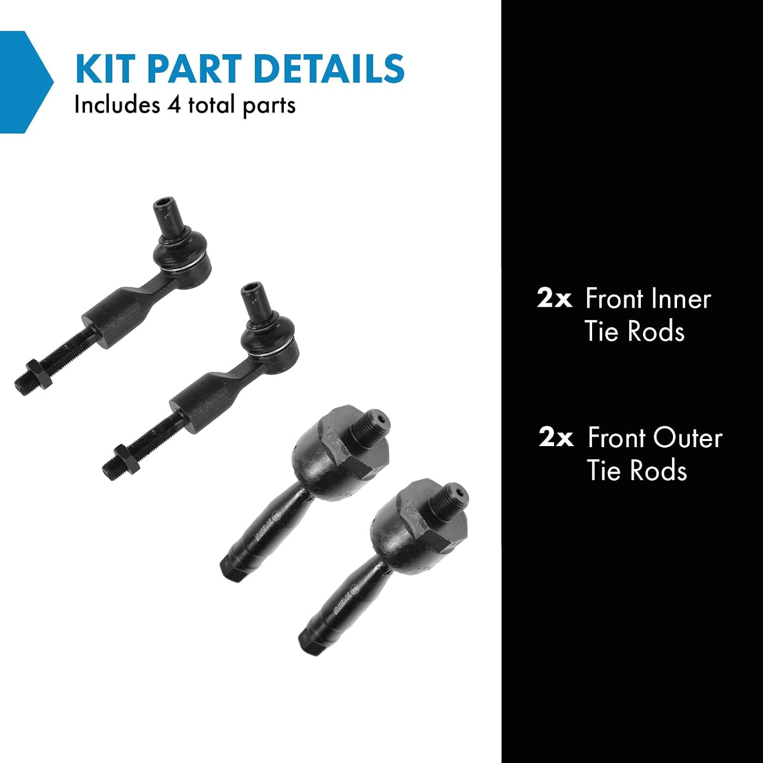KIT DE BARRAS DE DIRECCIÓN TRQ DELANTERAS PARA AUDI Y VOLKSWAGEN, 4 PIEZAS - 2