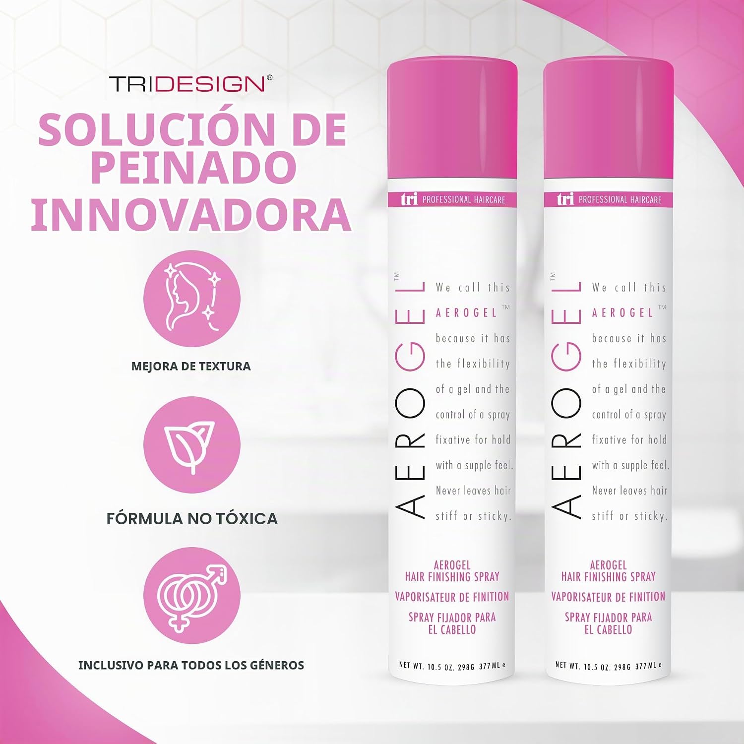 SPRAY FIJADOR TRI DESIGN AEROGEL STRONG HOLD VOLUMIZING 10.5 OZ PACK X2 - 2