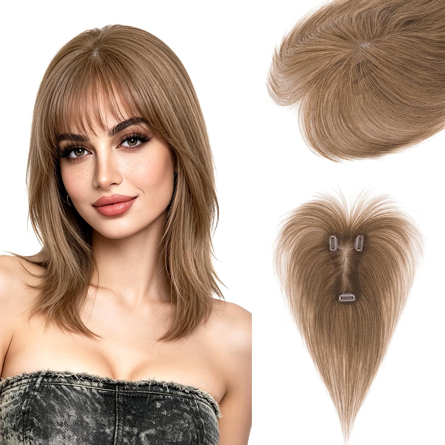 FLEQUILLO CLIP-IN HAIRRO CABELLO HUMANO MARRÓN MEDIO 10 PULGADAS 17G - 1