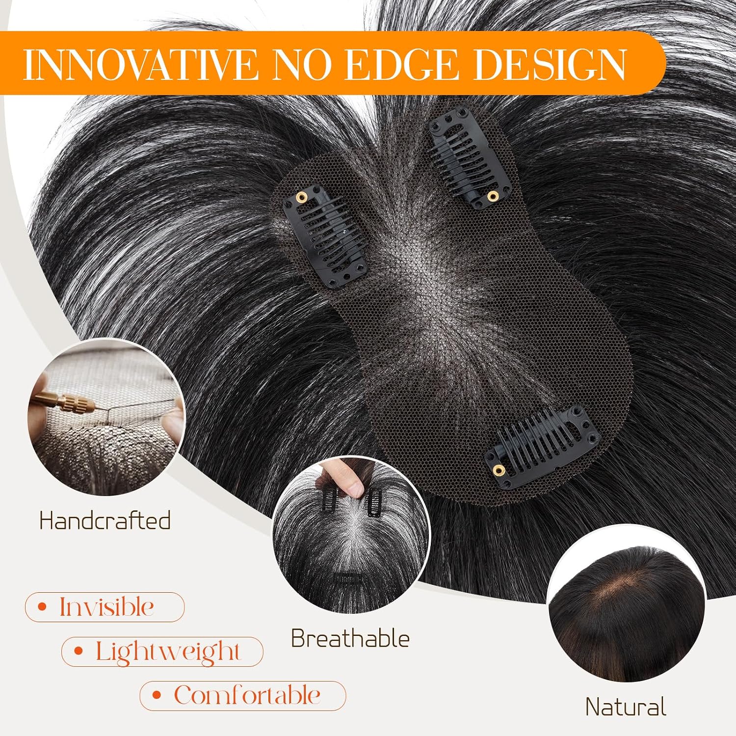 FLEQUILLO CLIP IN HAIRRO CABELLO HUMANO 14' NEGRO NATURAL #1B - 5