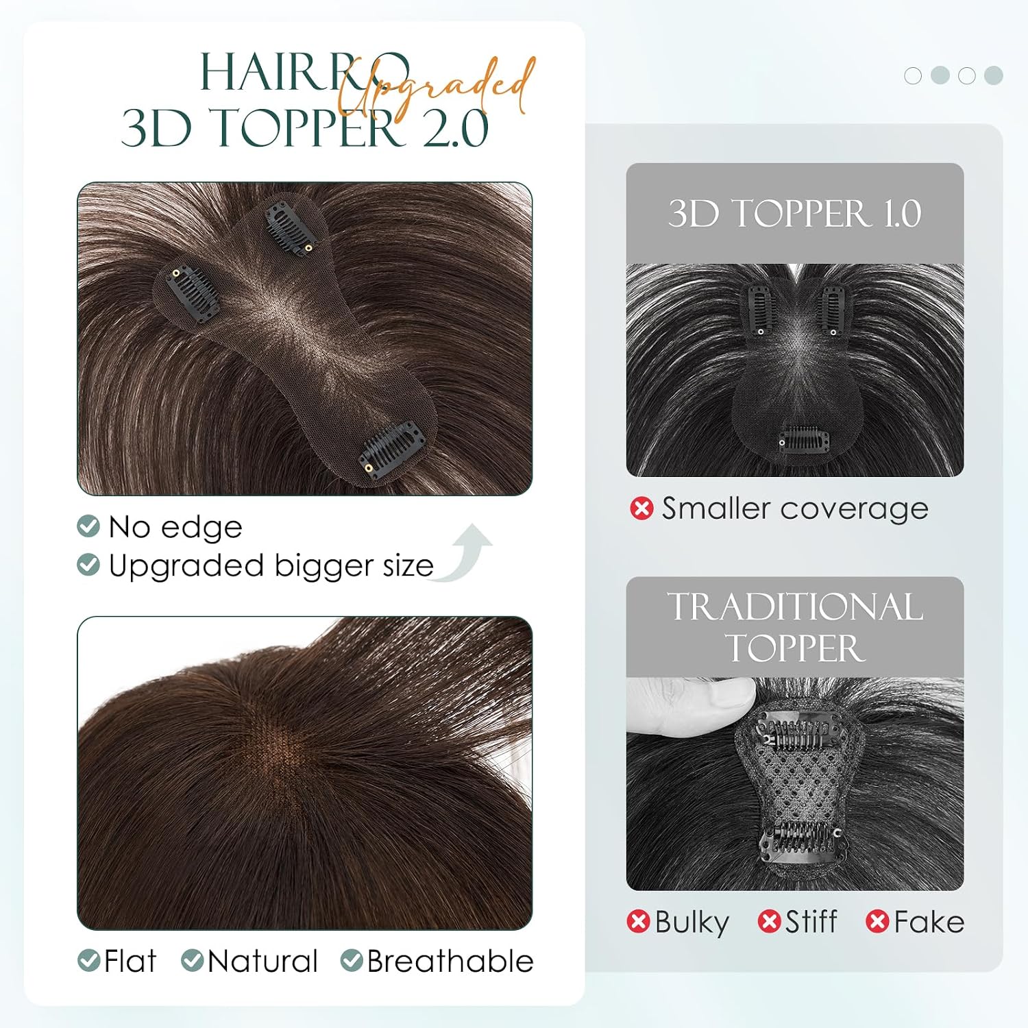 FLEQUILLO CLIP-IN HAIRRO CABELLO HUMANO REAL CASTAÑO OSCURO 10 PULGADAS 17G - 3