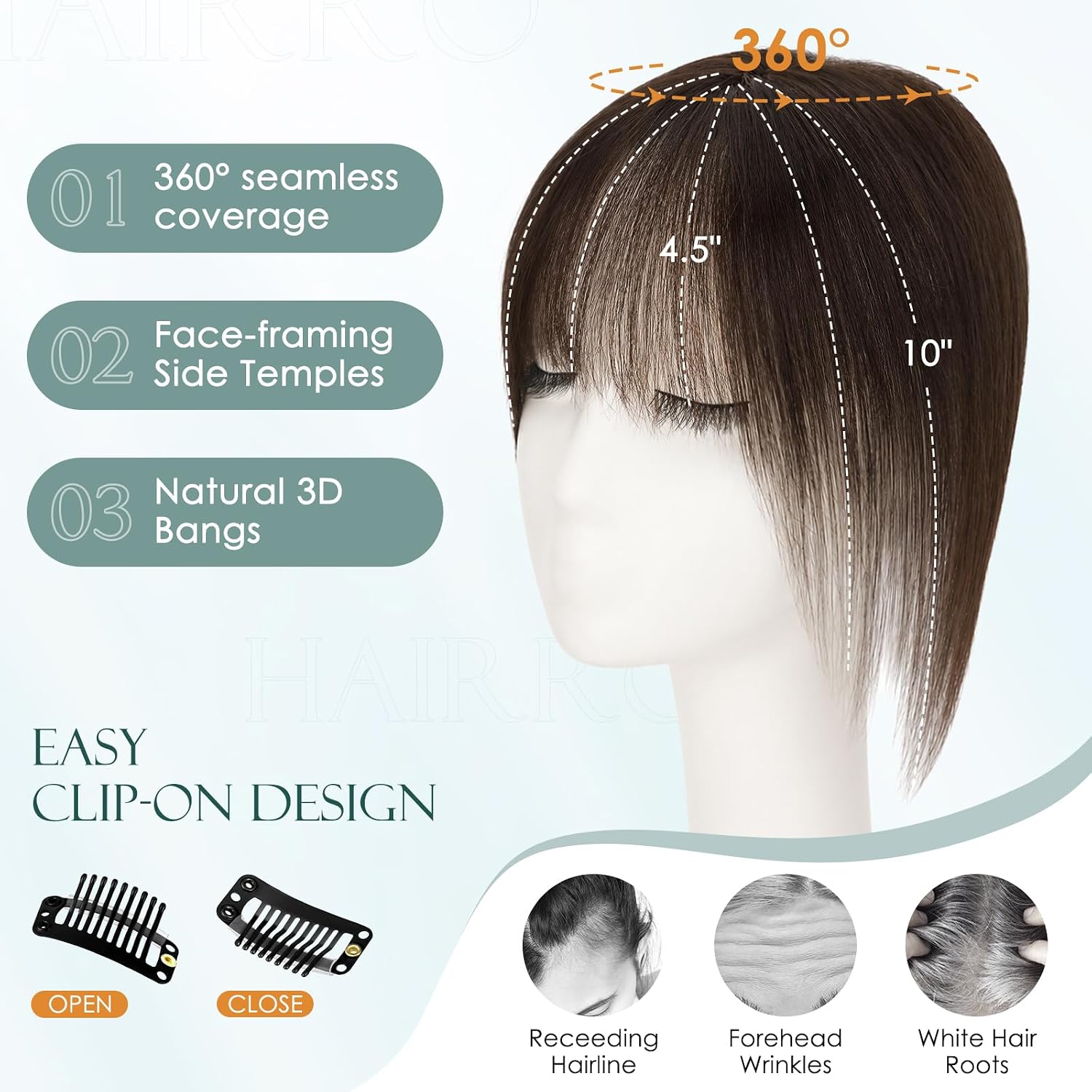 FLEQUILLO CLIP-IN HAIRRO CABELLO HUMANO REAL CASTAÑO OSCURO 10 PULGADAS 17G - 5