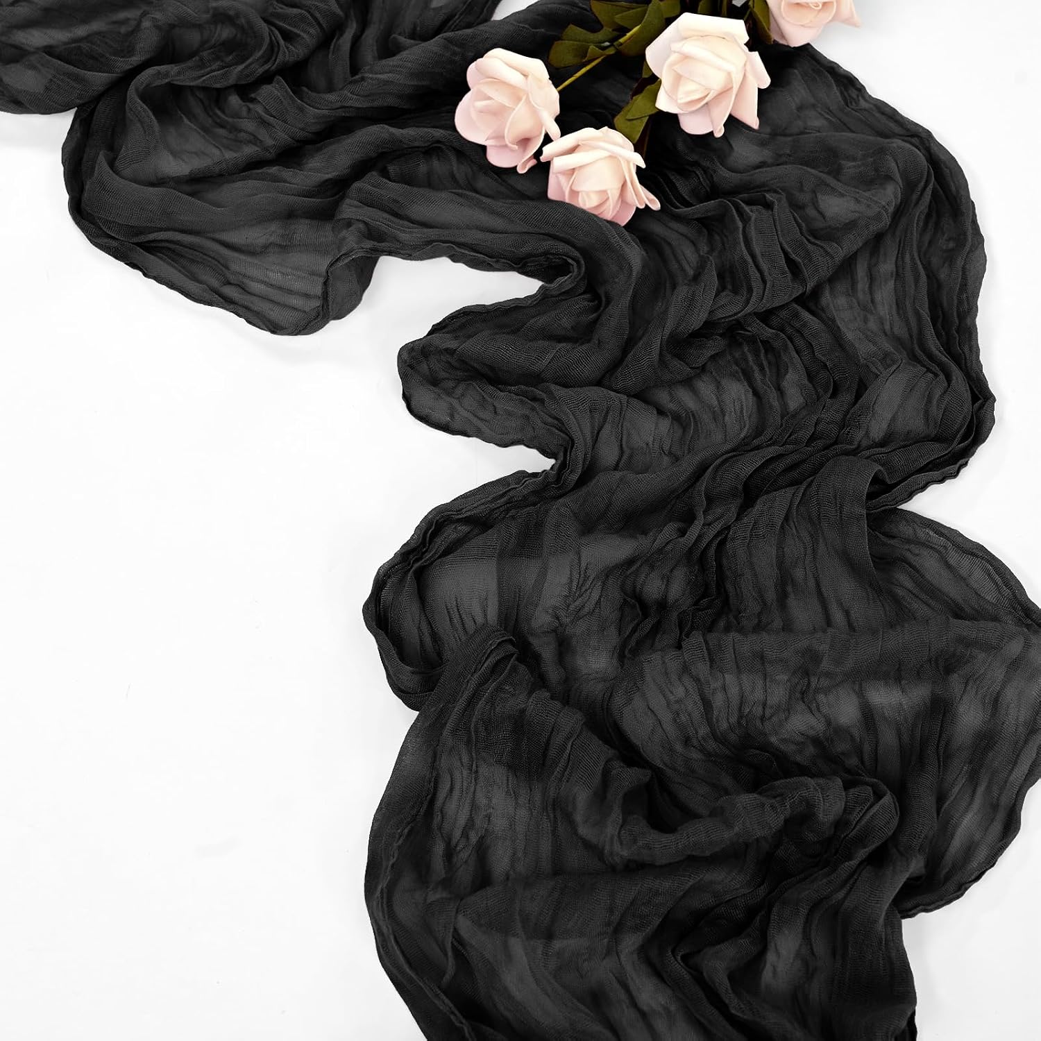 CAMINO DE MESA CHEESECLOTH NEGRO 20 PIEZAS 300 CM - 3