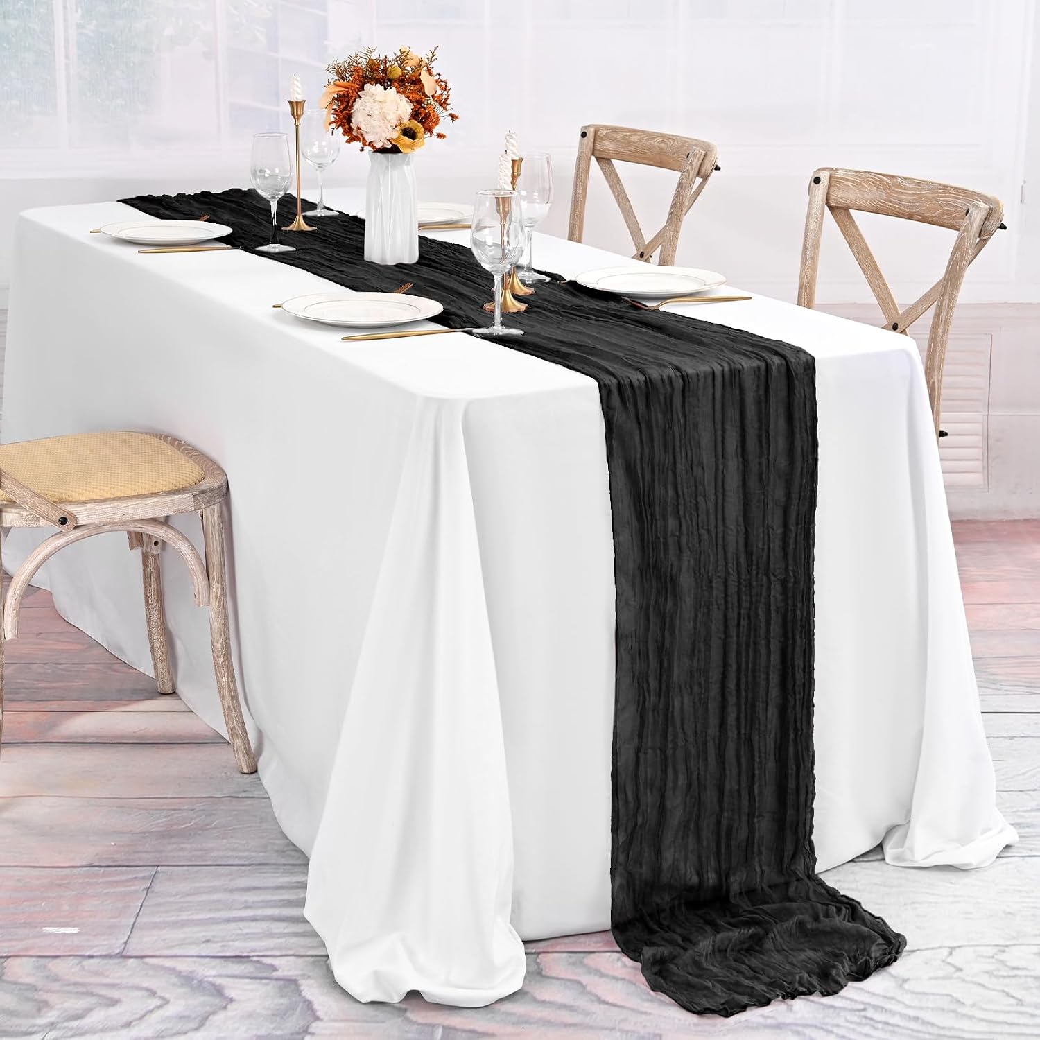CAMINO DE MESA CHEESECLOTH NEGRO 20 PIEZAS 300 CM - 5