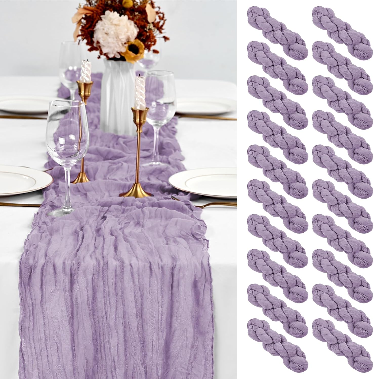 CAMINO DE MESA CHEESECLOTH LAVANDA 20 PIEZAS 50 X 300 CM - 1