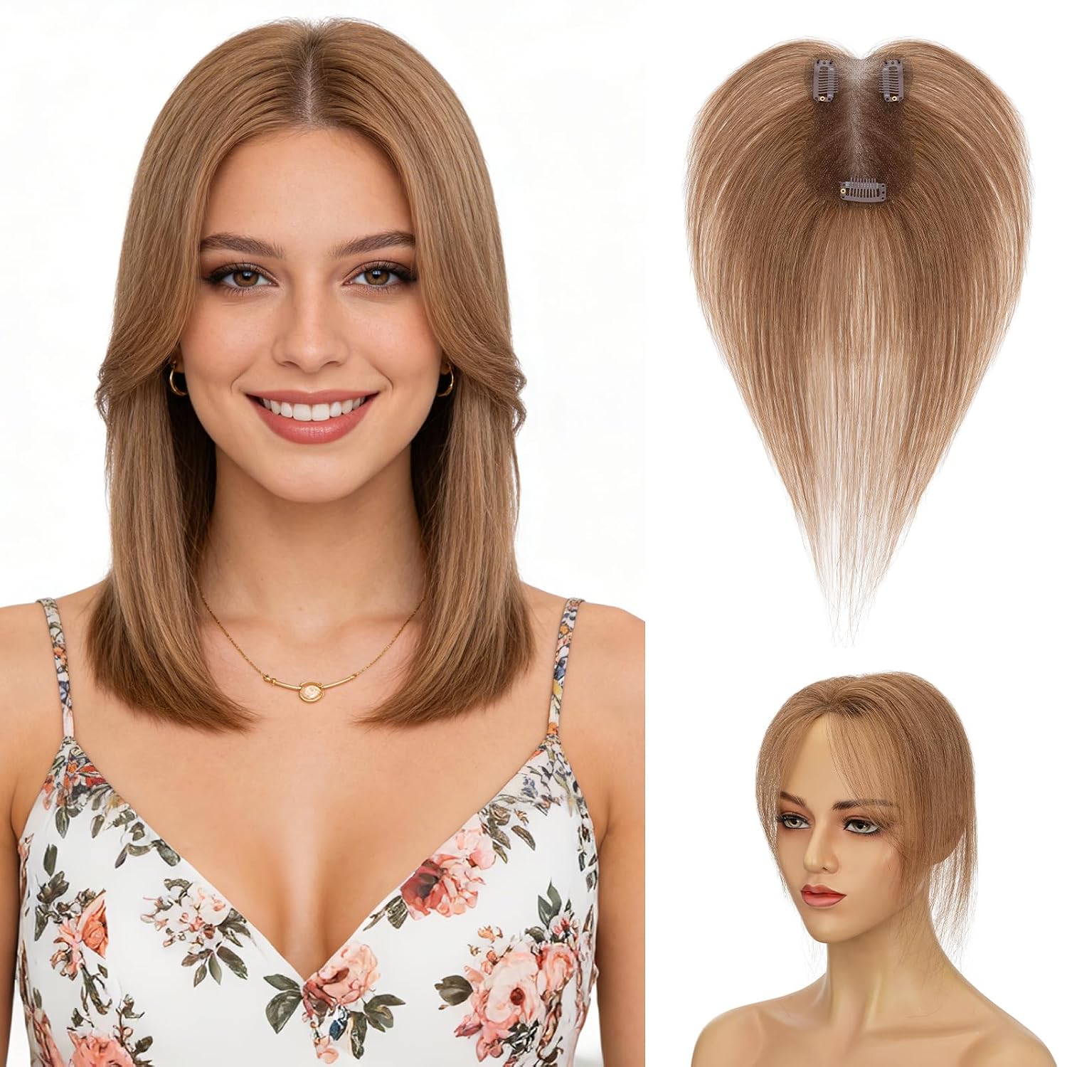 FLEQUILLO POSTIZO HAIRRO CABELLO HUMANO 11 PULGADAS 14G CASTAÑO CLARO - 1