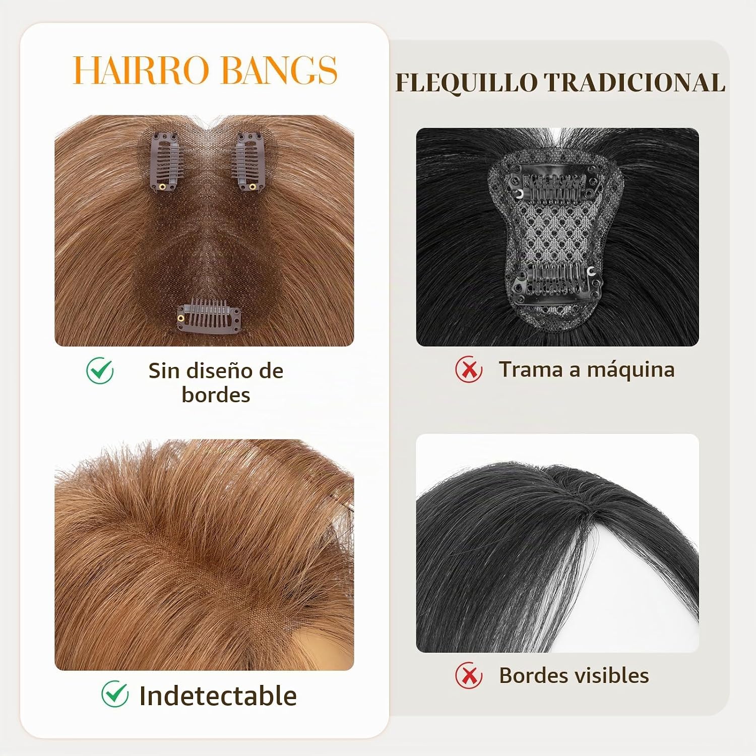 FLEQUILLO POSTIZO HAIRRO CABELLO HUMANO 11 PULGADAS 14G CASTAÑO CLARO - 4