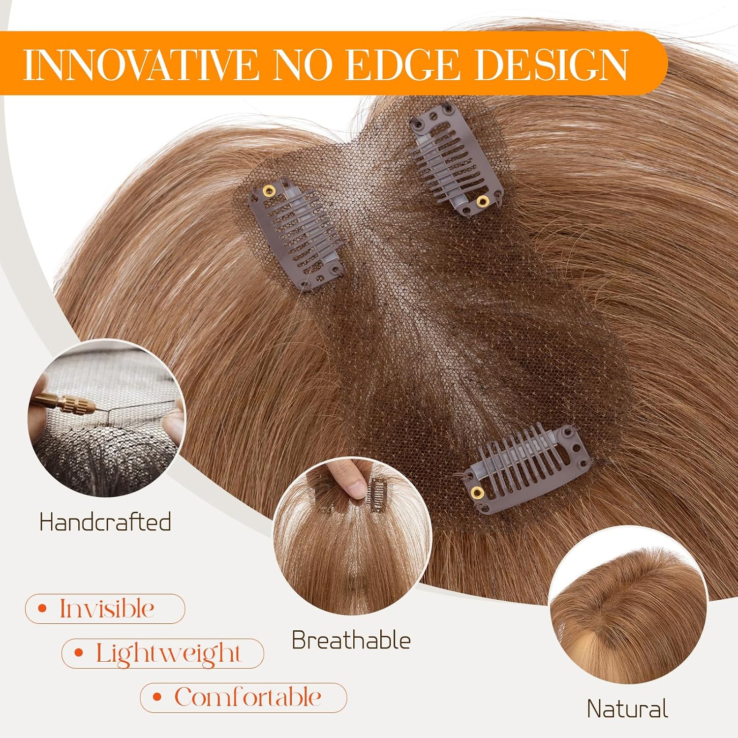 FLEQUILLO POSTIZO HAIRRO CABELLO HUMANO 11 PULGADAS 14G CASTAÑO CLARO - 5