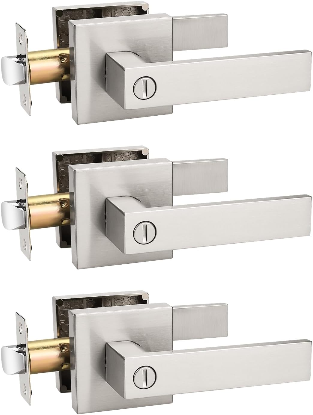 MANIJA PARA PUERTA CUADRADA TINEWA NÍQUEL SATINADO SIN LLAVE PACK 3 UNIDADES - 1