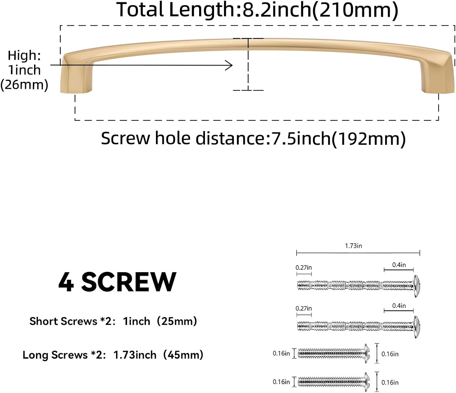 MANIJA PARA MUEBLE Y CLOSET 7.5 PULGADAS BRONCE CHAMPAGNE ZINC ALEACIÓN PACK 6 UNIDADES - 2