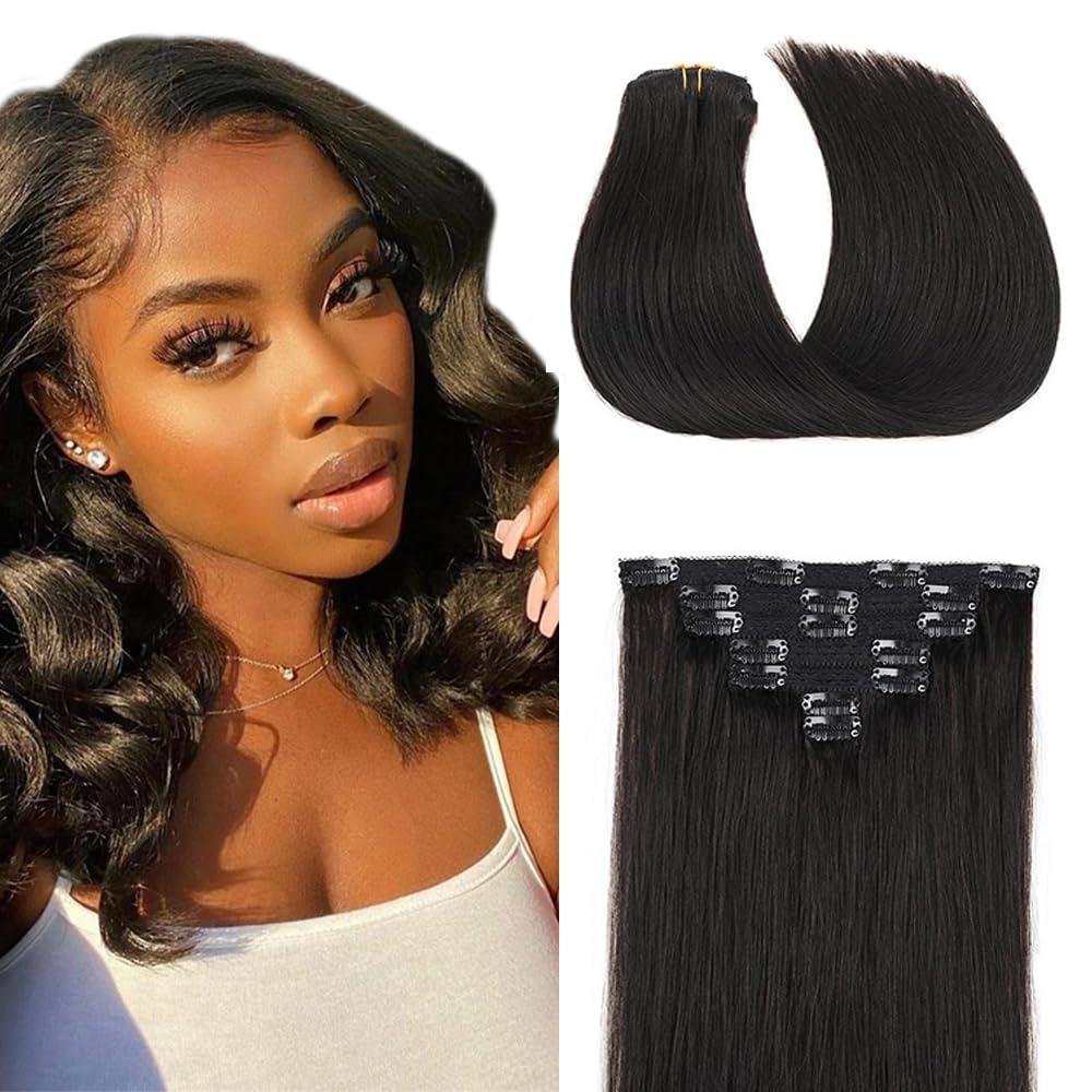 EXTENSIONES DE CABELLO CLIP IN LAKAISA 12 PULGADAS NEGRO NATURAL 120G 7 PIEZAS - 1