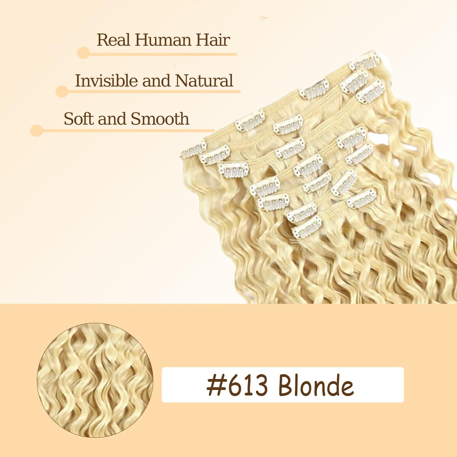 EXTENSIONES DE CABELLO CLIP-IN LAKAISA #613 RUBIO MIEL 18 PULGADAS 120G 7 PIEZAS - 4