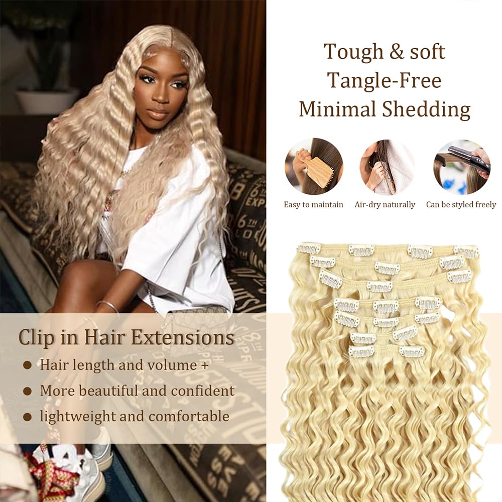EXTENSIONES DE CABELLO CLIP-IN LAKAISA #613 RUBIO MIEL 18 PULGADAS 120G 7 PIEZAS - 5