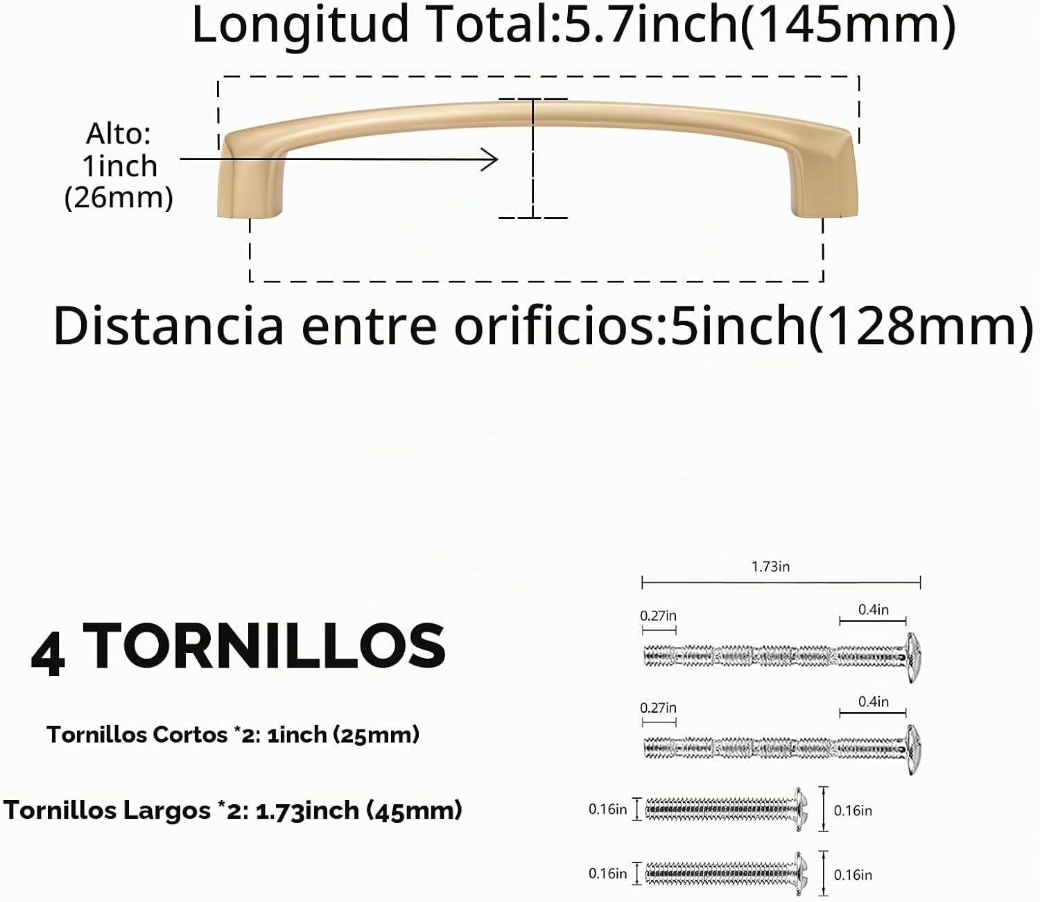 MANIJA PARA MUEBLE 5 PULGADAS BRONCE CHAMPAGNE ALEACIÓN DE ZINC JUEGO DE 10 - 2